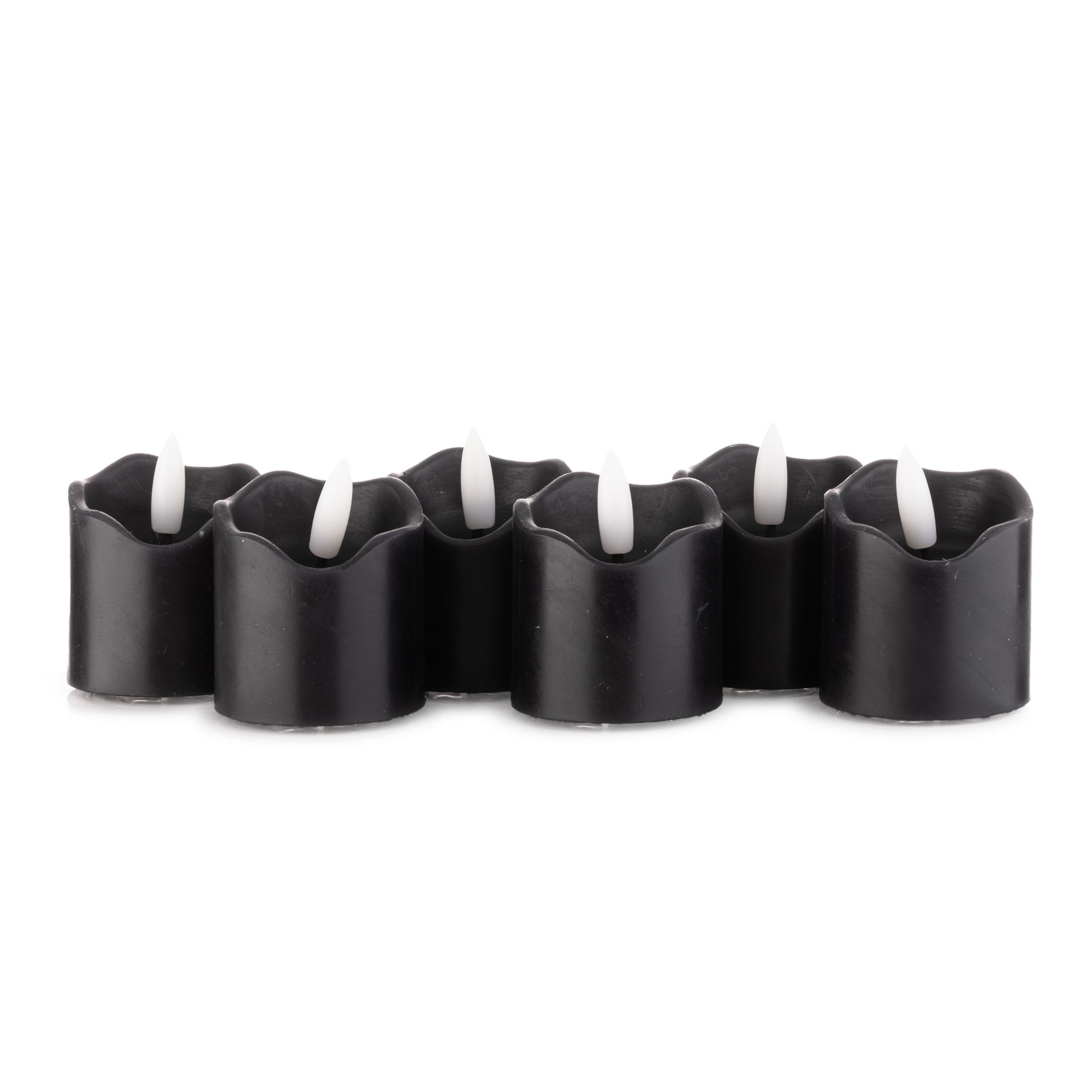 ELAMBIA 6 LED-Votivkerzen geschwungener Rand Flamme Luma, Timer Höhe 6cm, Ø 5,5cm