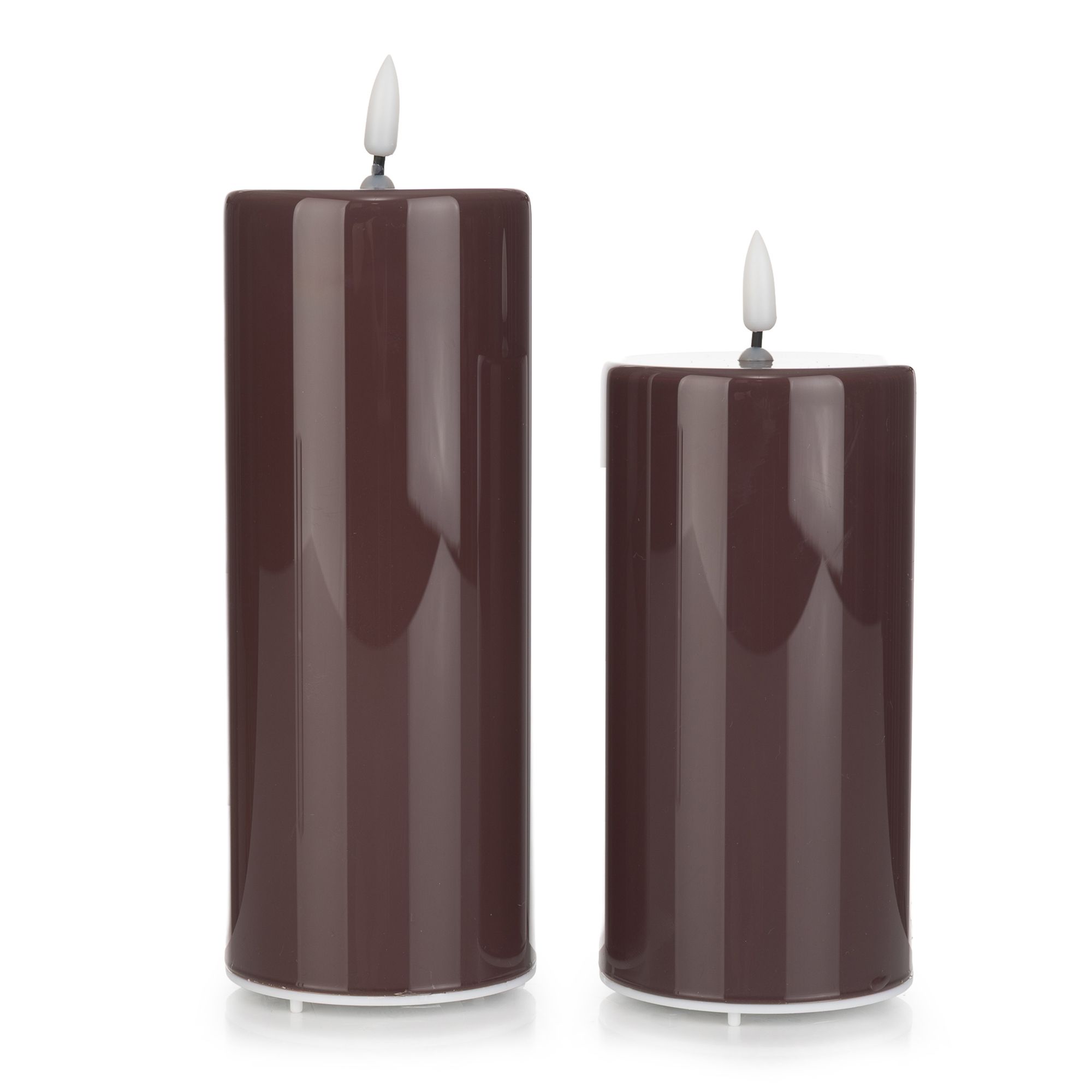 ELAMBIA 2 LED-Glaskerzen outdoorgeeignet Flamme Luma, Timer Höhe 17,5cm & 21,5cm