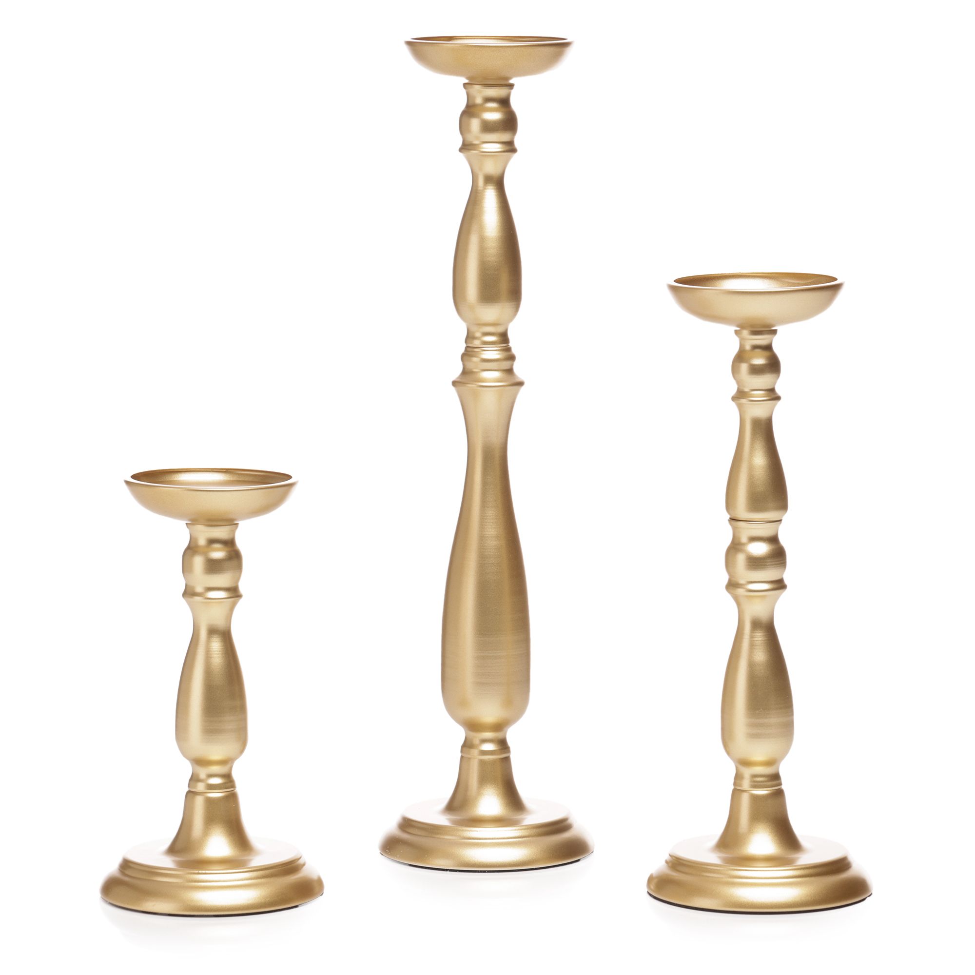 ELAMBIA 3 Kerzenhalter für LED-Kerzen Metall H. 21, 31,5 & 42,5cm