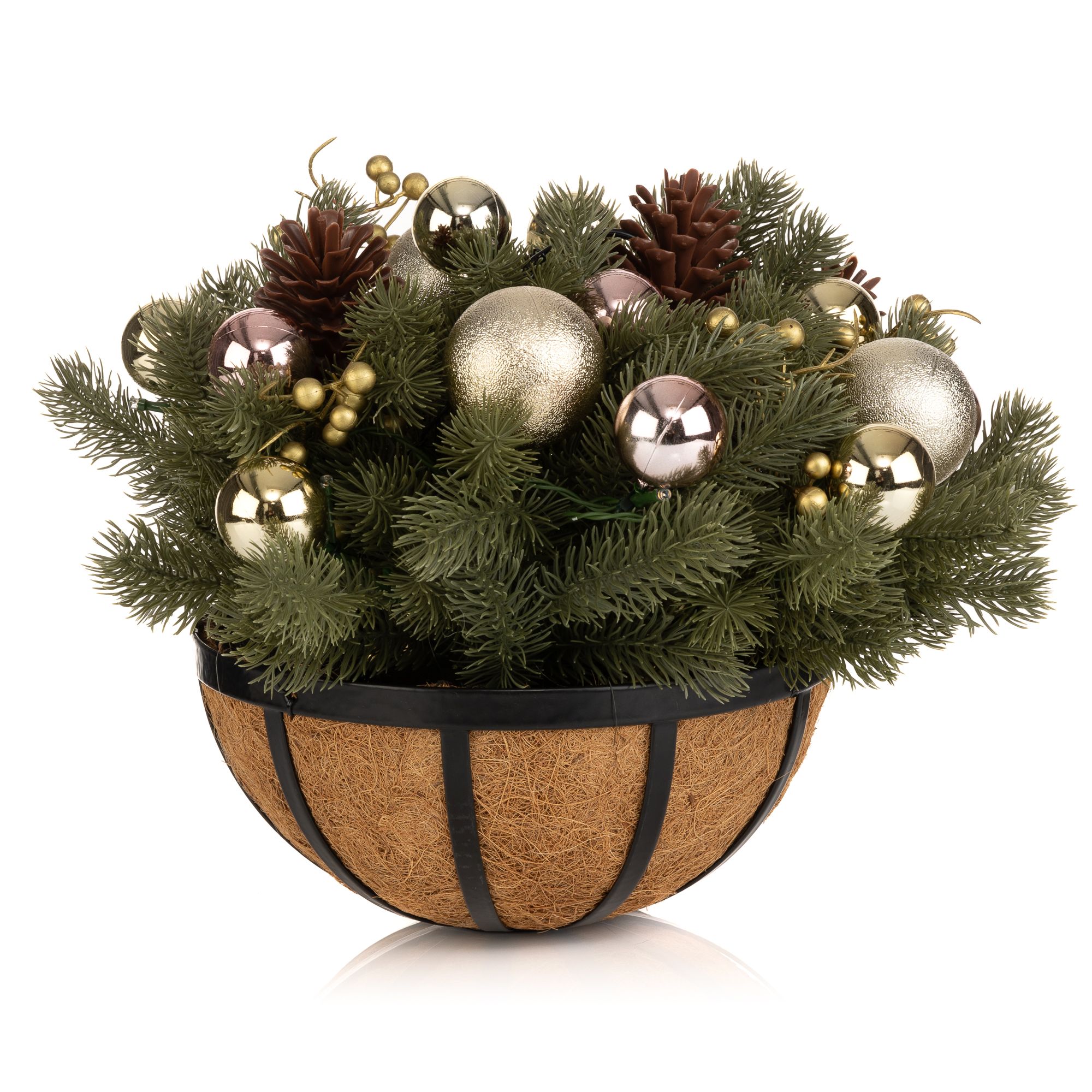 LUMIDA Flora künstl. Hängeampel weihnachtlich outdoorgeeignet Timer, Ø 40cm