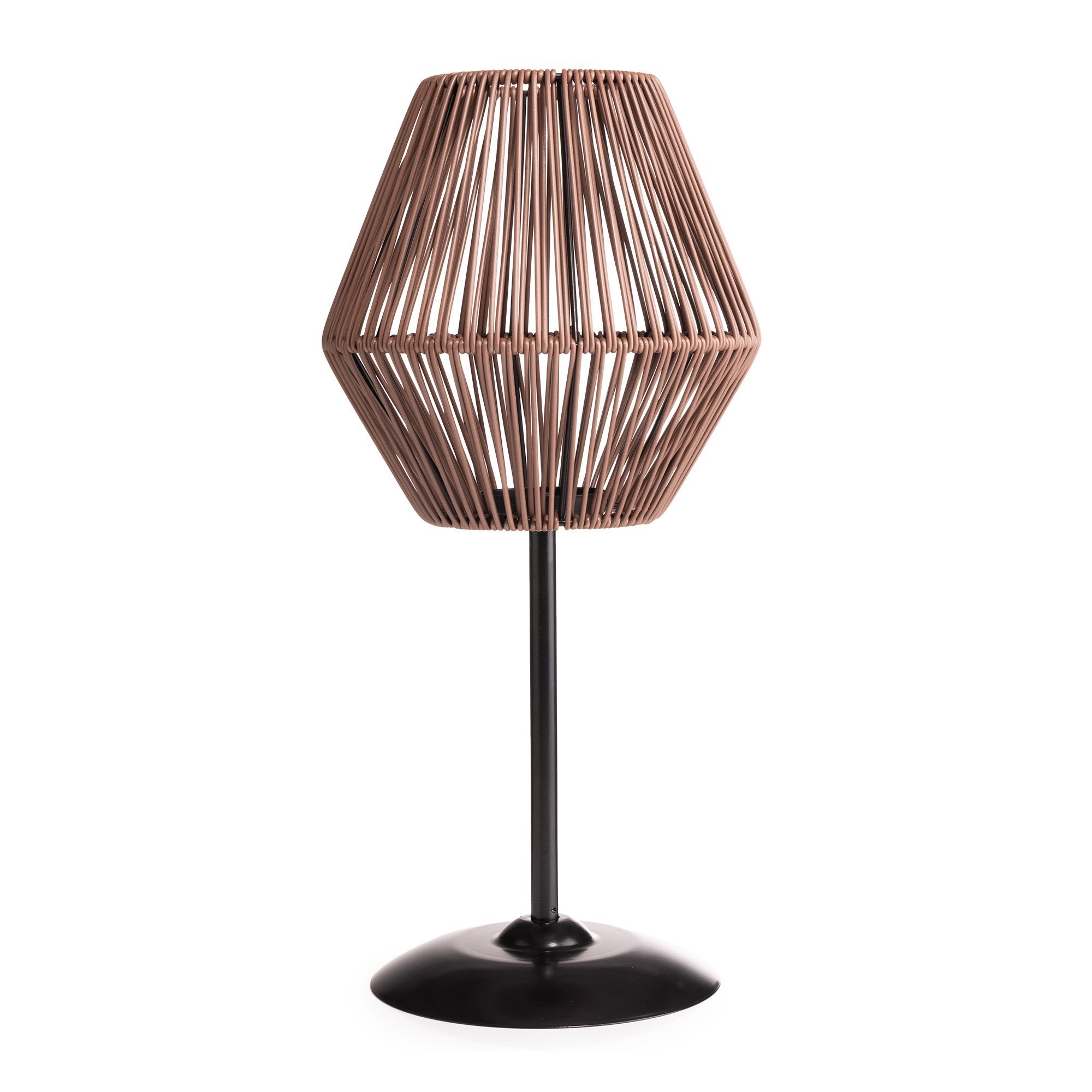 LUMIDA Garden Solar-Tischleuchte Rattan-Optik Ø 20,5cm, Höhe 42,5cm