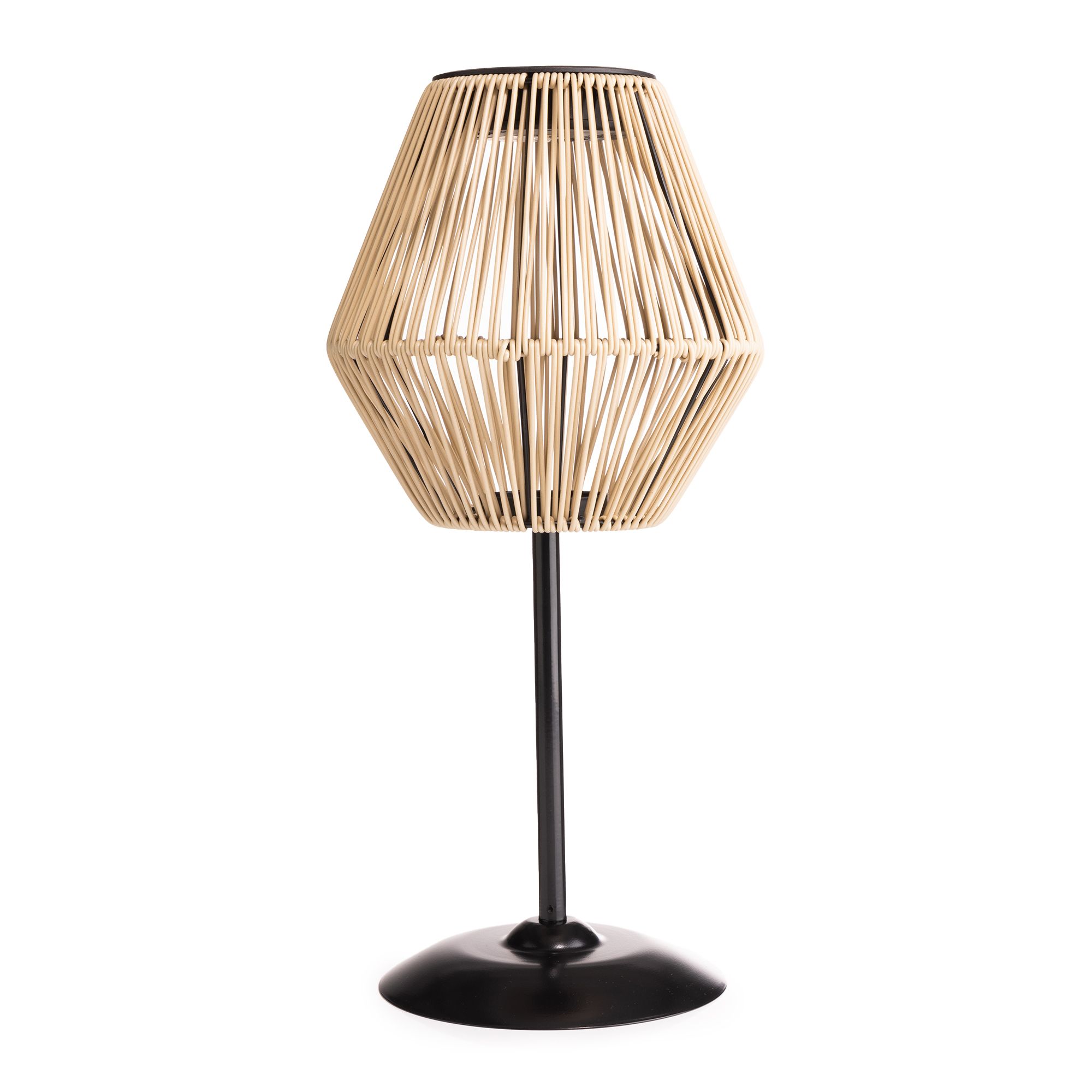 LUMIDA Garden Solar-Tischleuchte Rattan-Optik Ø 20,5cm, Höhe 42,5cm