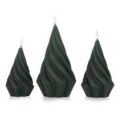 ELAMBIA 3 LED-Kerzen Tannenbaum gedreht Flamme Luma, Timer H. 15,5 17,5 & 21,5cm