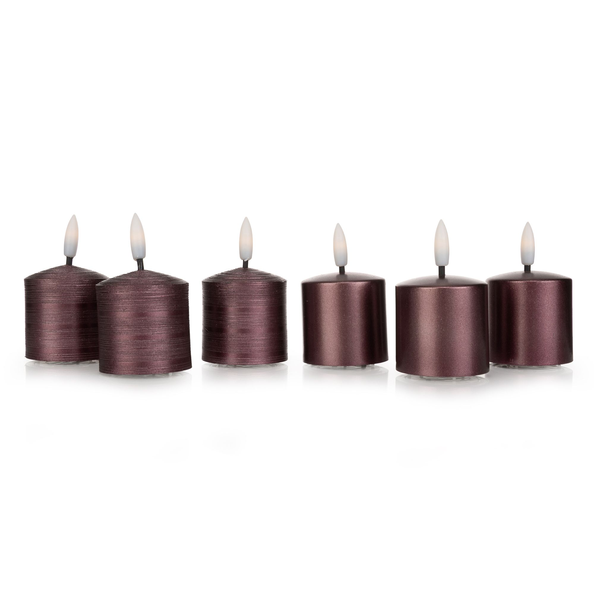 ELAMBIA 6 LED-Votivkerzen Metallic-Finish glänzend / matt Höhe 8cm, Ø 5cm