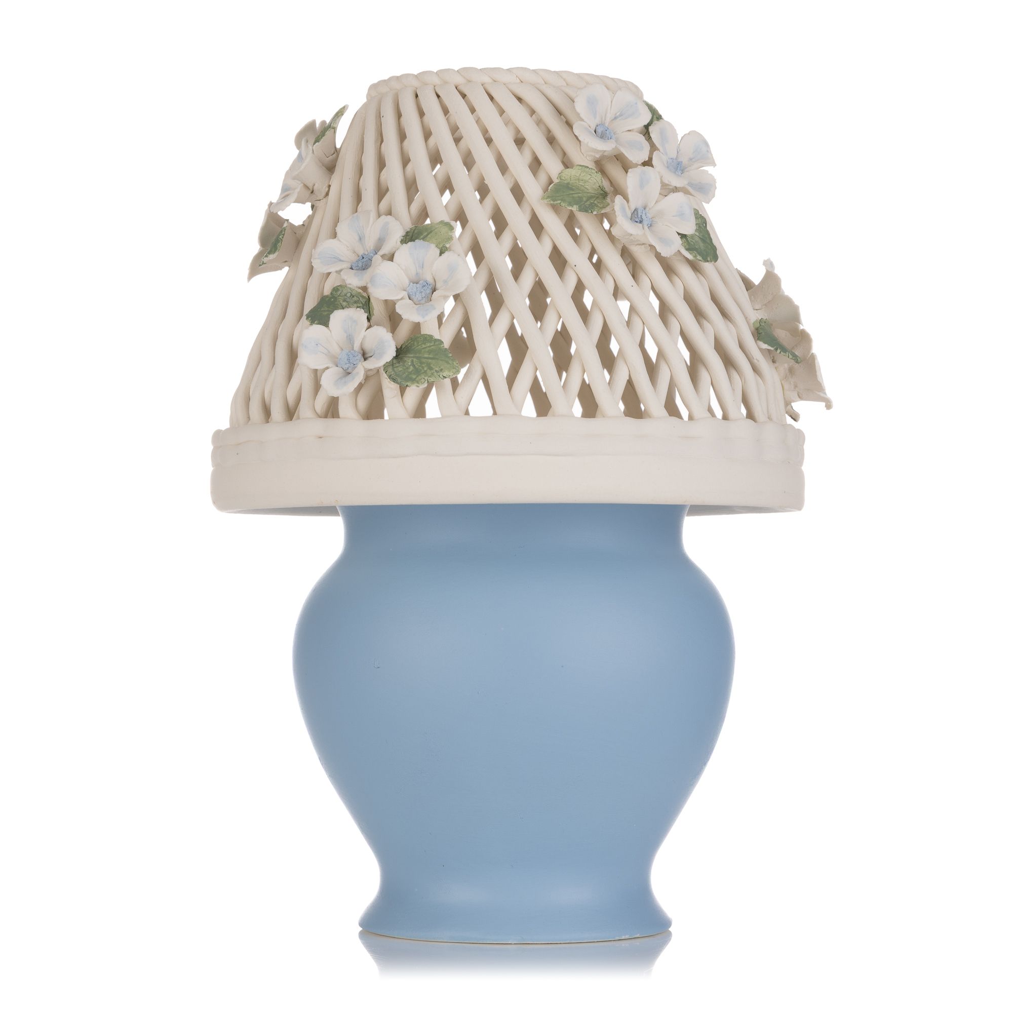 LUMIDA Casa Porzellan-Leuchte Blütendetails 5h-Timerfunktion Höhe 22cm, Ø 15,5cm