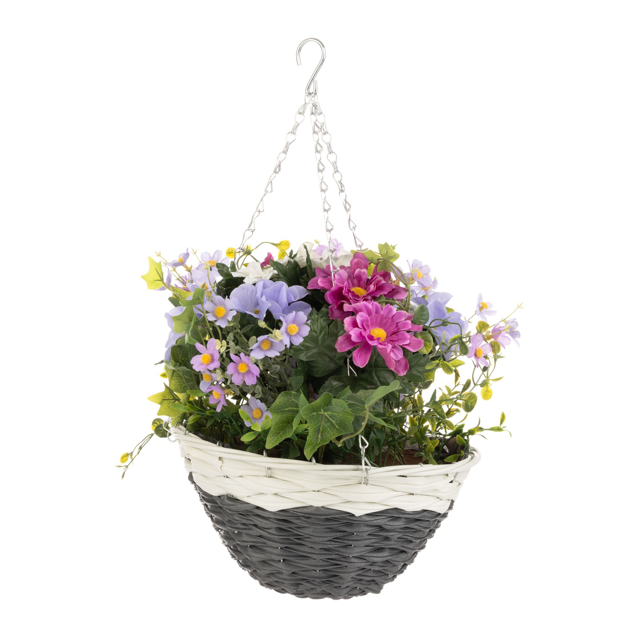 ABELLA Flora künstl. Blumen Hängeampel Blühmix outdoorgeeignet Ø 30,4cm, H. ca. 53cm