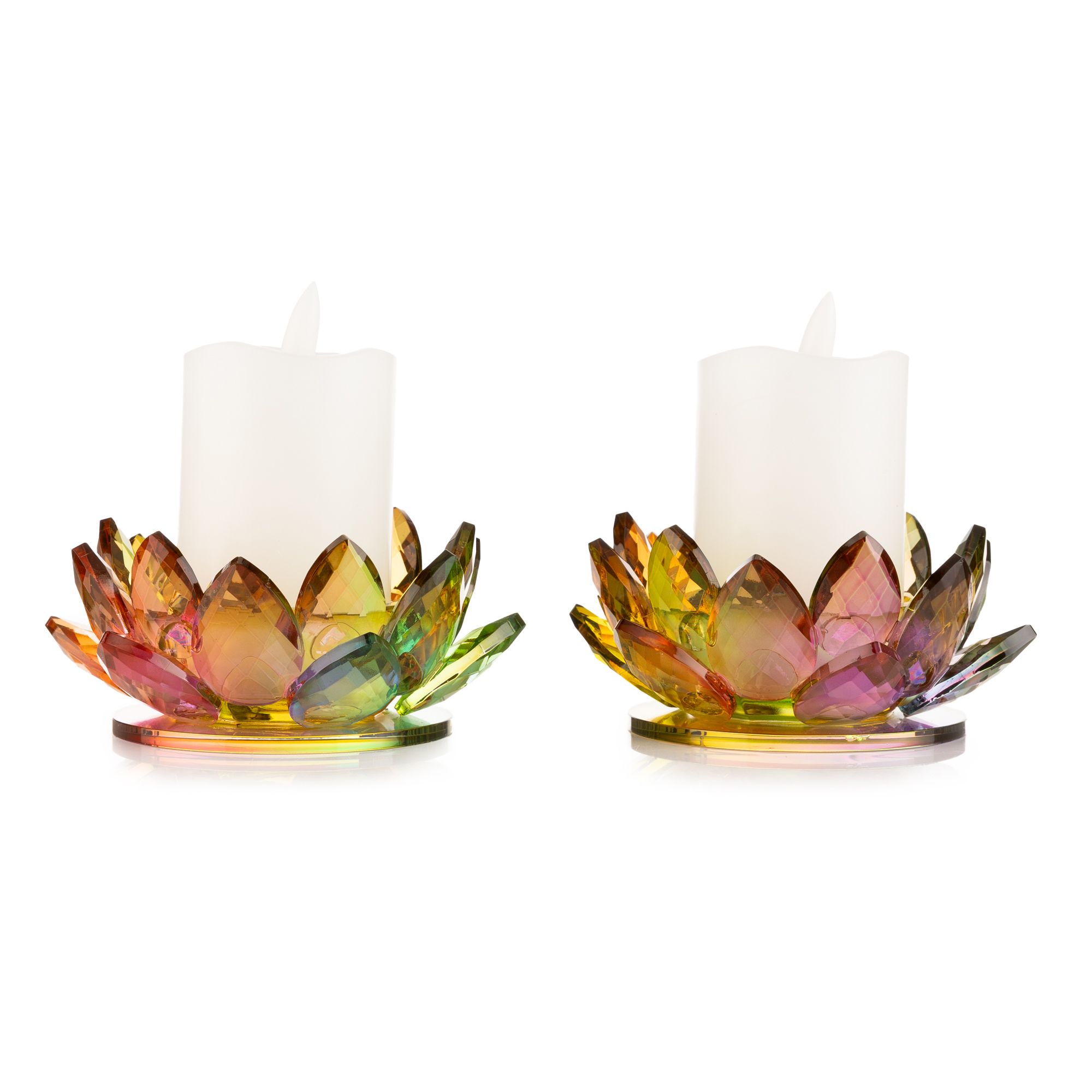 ELAMBIA 2 LED-Kerzen Kristallkerzenhalter 5h-Timerfunktion Flamme Luma