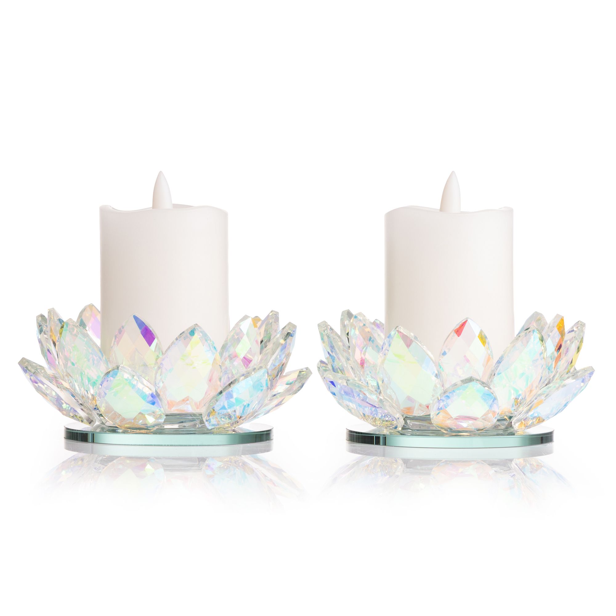 ELAMBIA 2 LED-Kerzen Kristallkerzenhalter 5h-Timerfunktion Flamme Luma