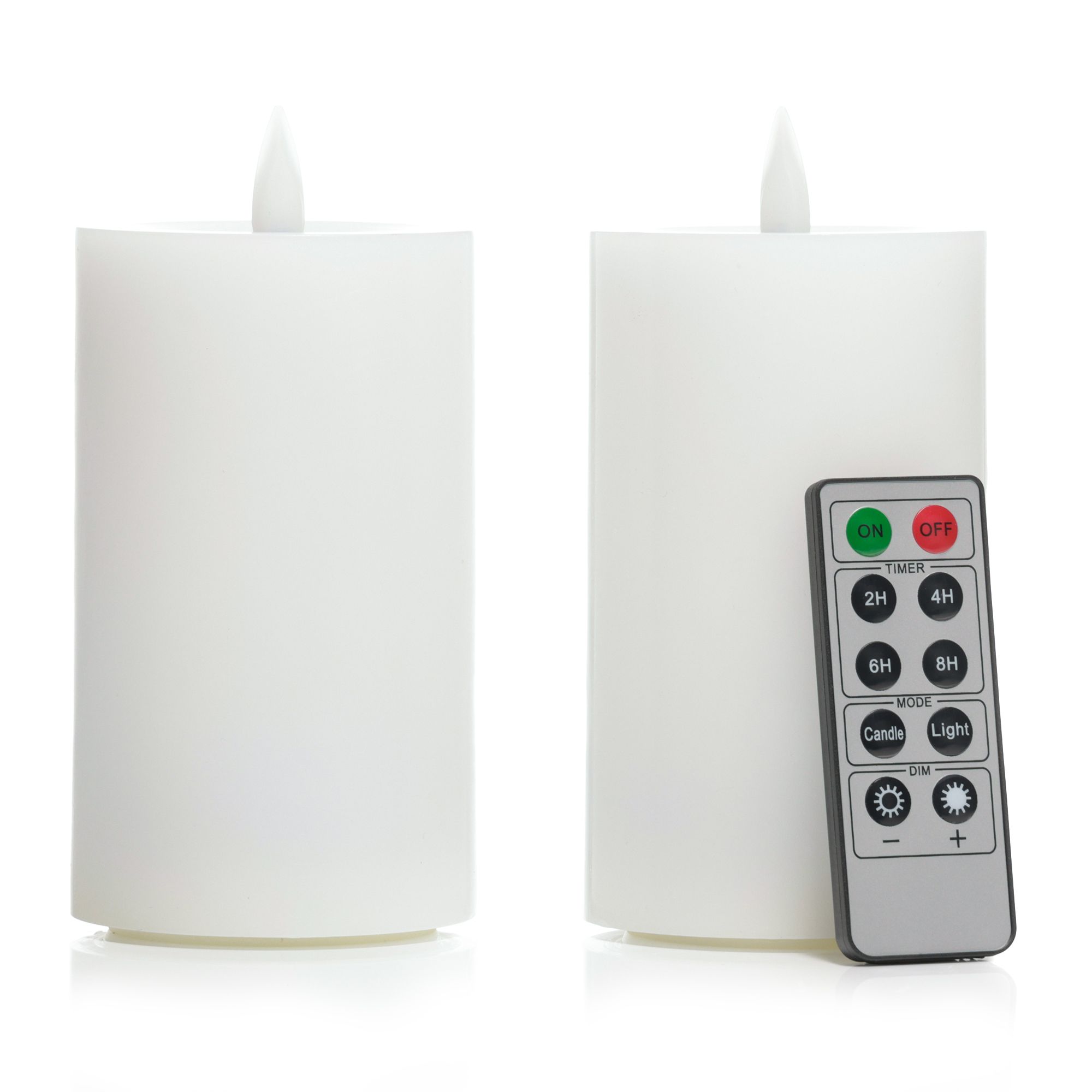 ELAMBIA recharge 2 LED-Kerzen wiederaufladbar Timer, FB, 480h Ø 7,6cm, Höhe 15,5cm