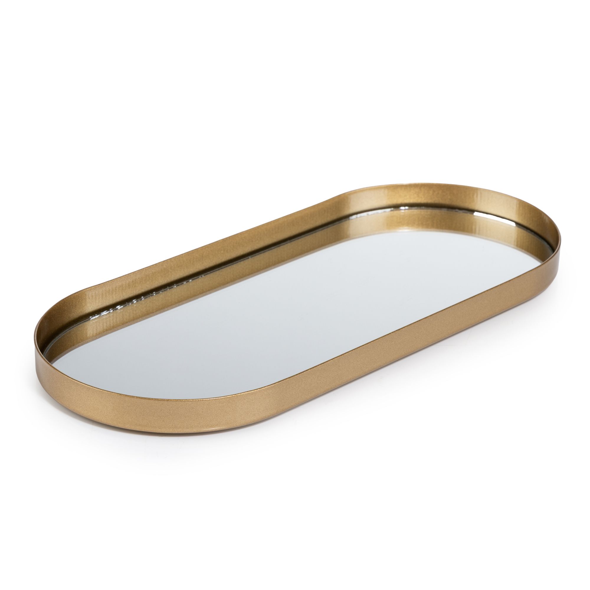 ELAMBIA Dekoteller oval aus Metall verspiegelt 30cm x 13cm x 1,5cm