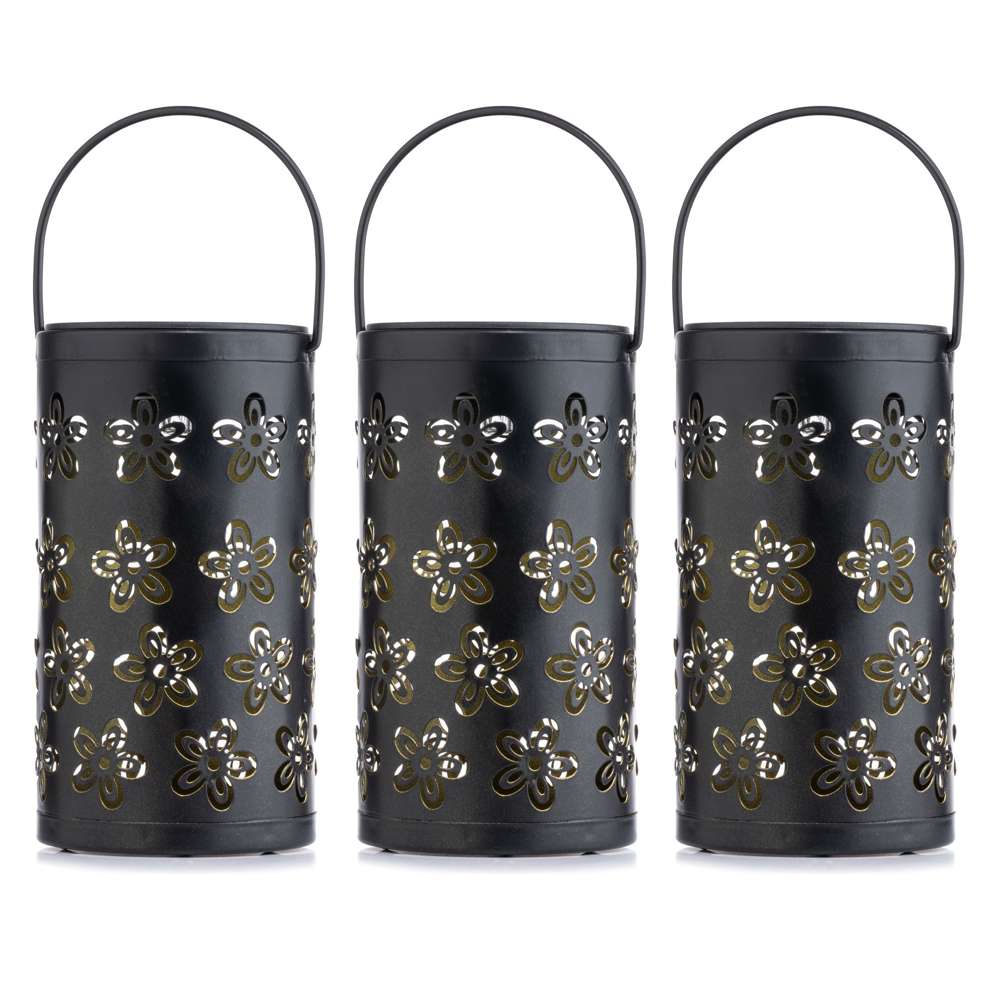 LUMIDA Garden 3 Solar-Laternen Blumen Cut-Outs Farbauswahl Höhe 16,5cm, Ø 9,5cm
