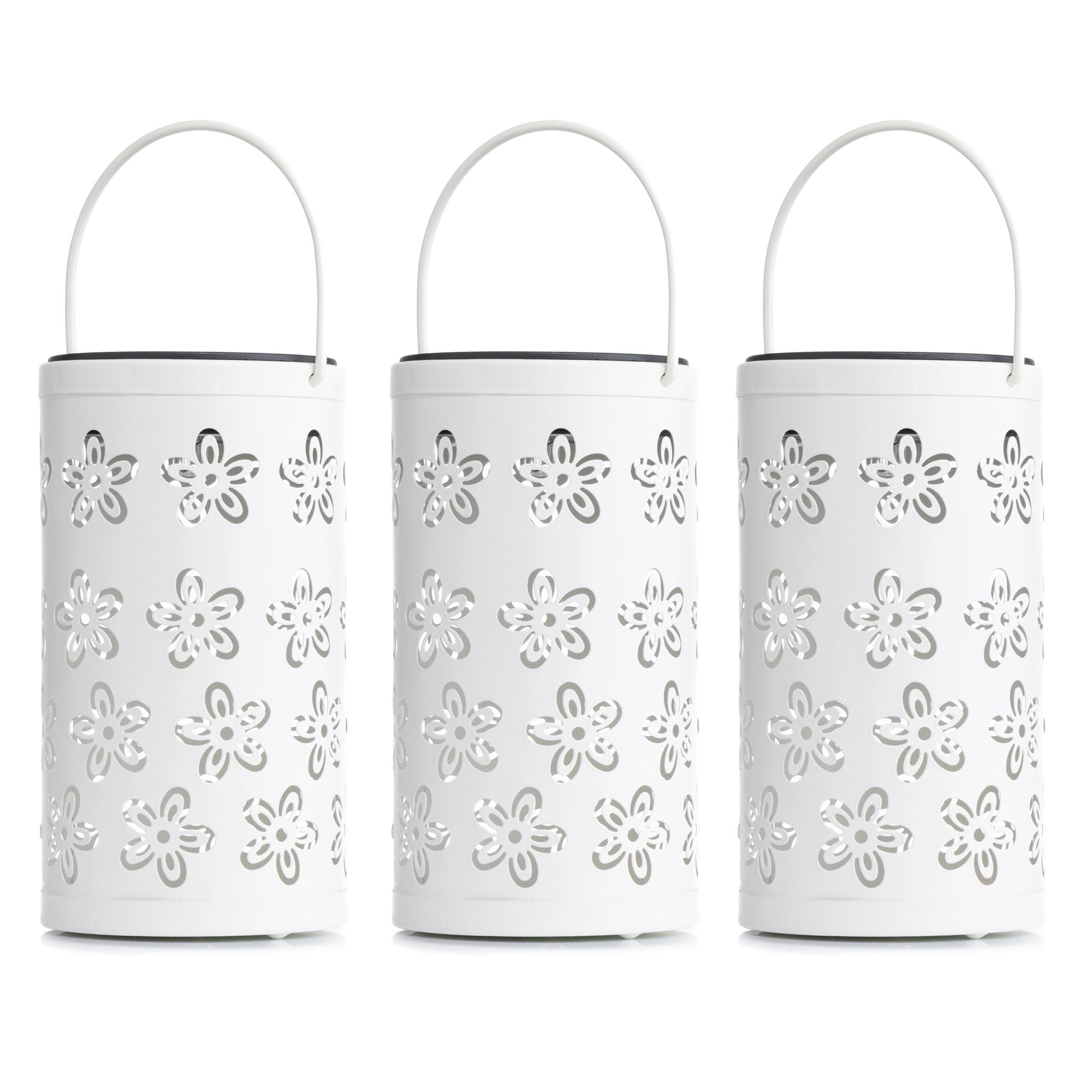 LUMIDA Garden 3 Solar-Laternen Blumen Cut-Outs Farbauswahl Höhe 16,5cm, Ø 9,5cm