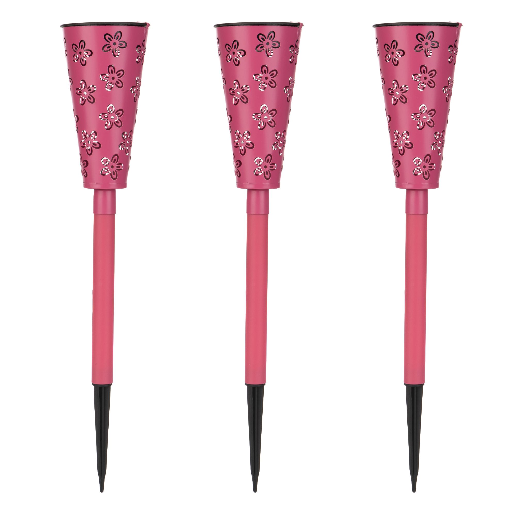 LUMIDA Garden 3 Solar-Gartenstecker Blumen Cut-Outs Farbauswahl Höhe 44cm, Ø 8,5cm