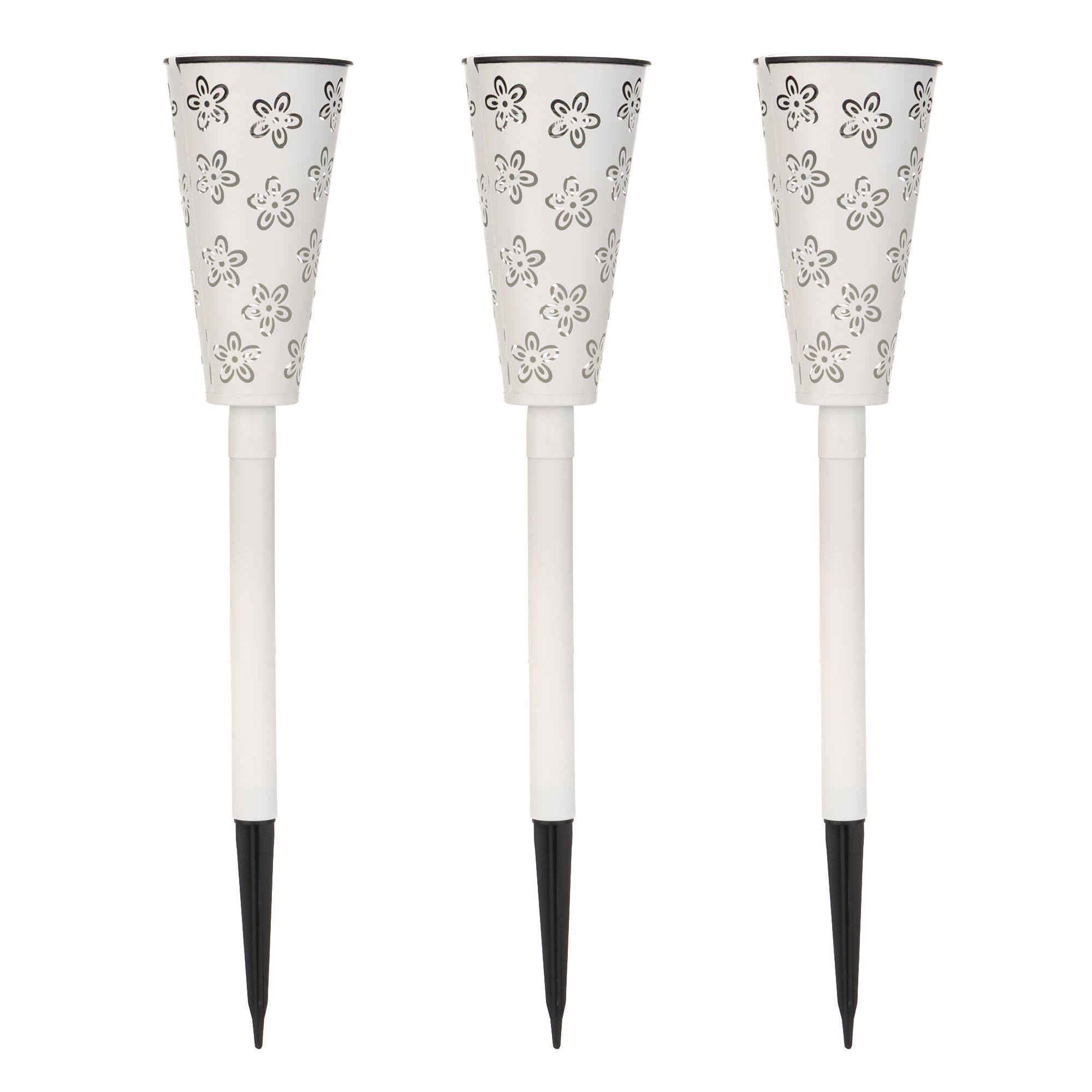 LUMIDA Garden 3 Solar-Gartenstecker Blumen Cut-Outs Farbauswahl Höhe 44cm, Ø 8,5cm