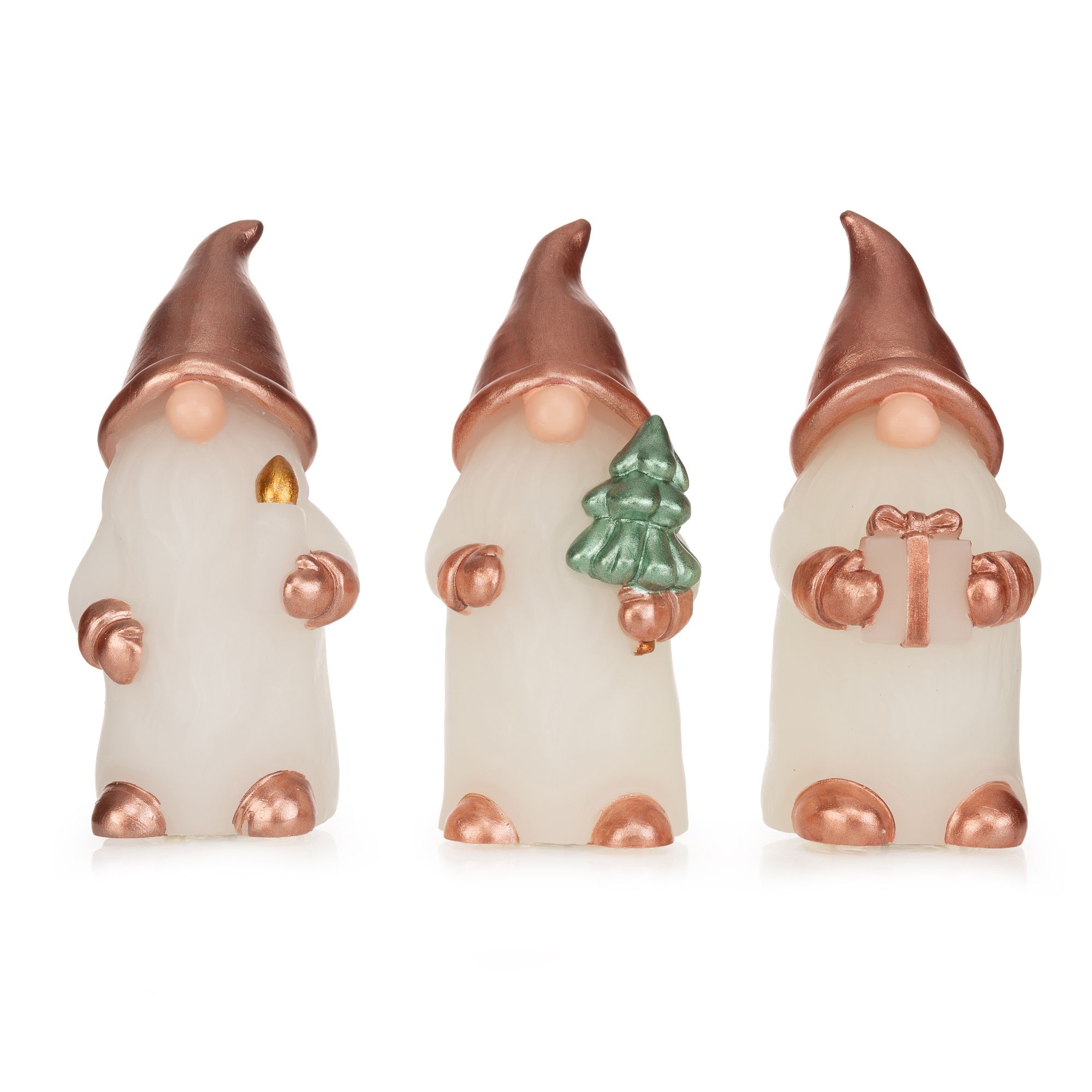 ELAMBIA 3 LED-Figurenkerzen Weihnachtswichtel 5h-Timerfunktion Höhe 15cm