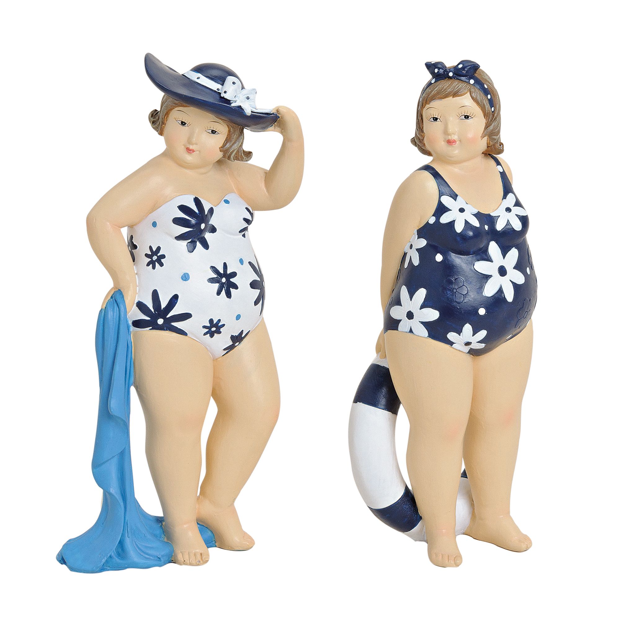 WURM 2 Deko-Figuren Damen im Badeanzug aus Polyresin Höhe ca. 20cm