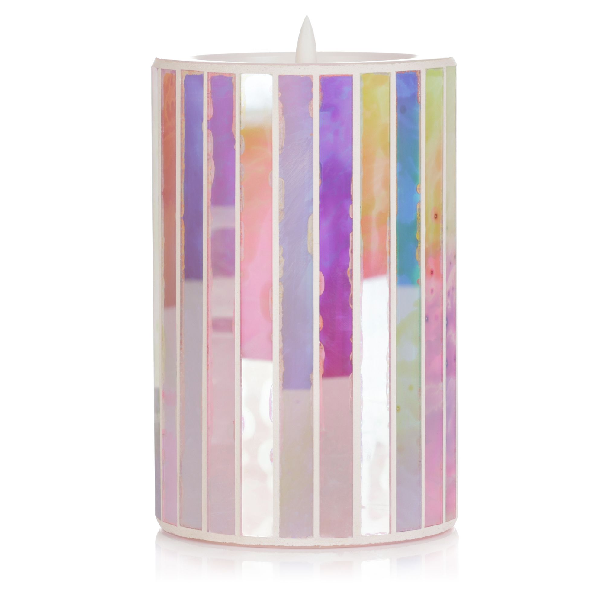 ELAMBIA LED-Kerze Mosaik-Glas Flamme Luma, Timer Höhe 15cm, Ø 10cm