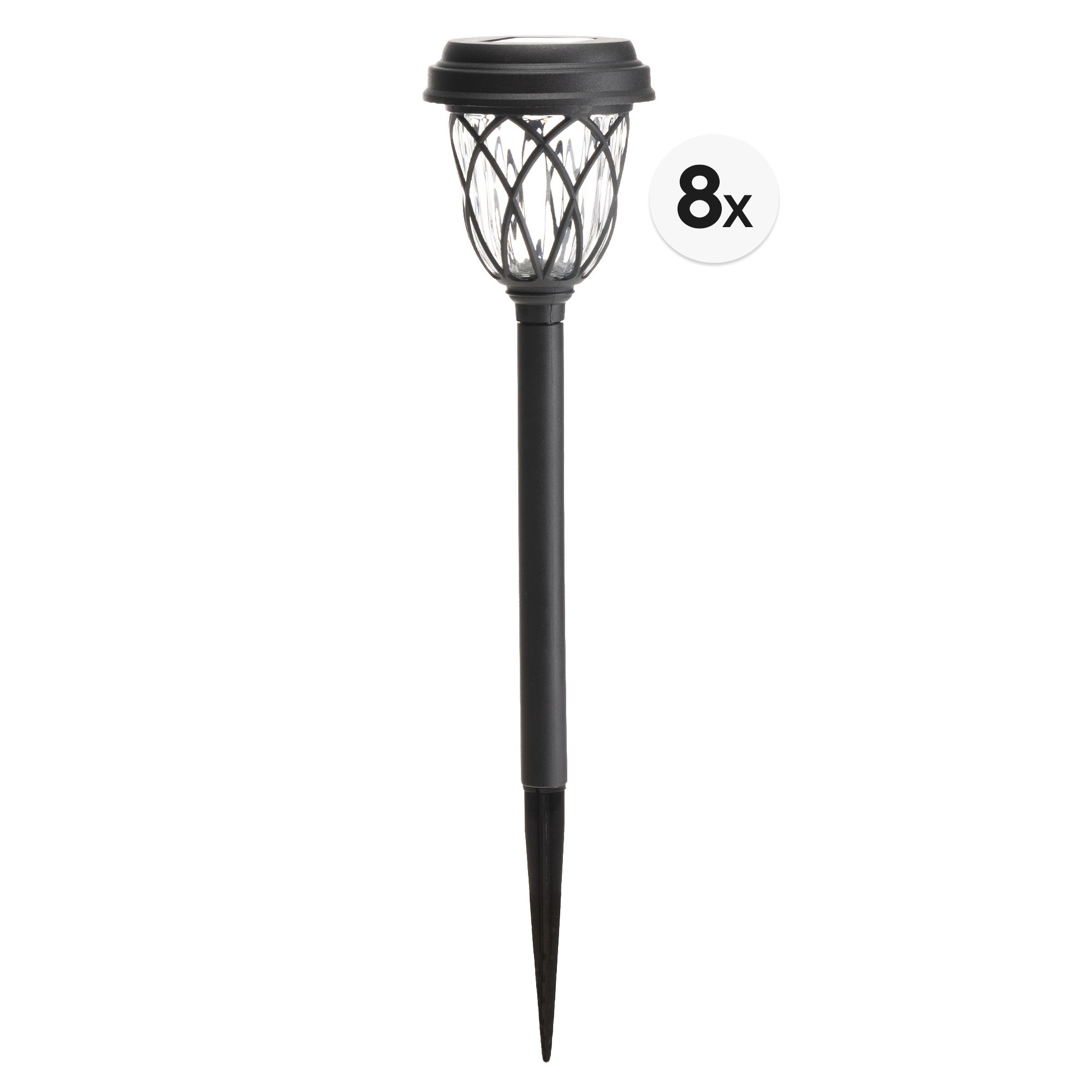 LUMIDA Garden 8 Solar-Gartenstecker weiße & farbige LEDs Glas-Leuchtkörper Höhe 42cm