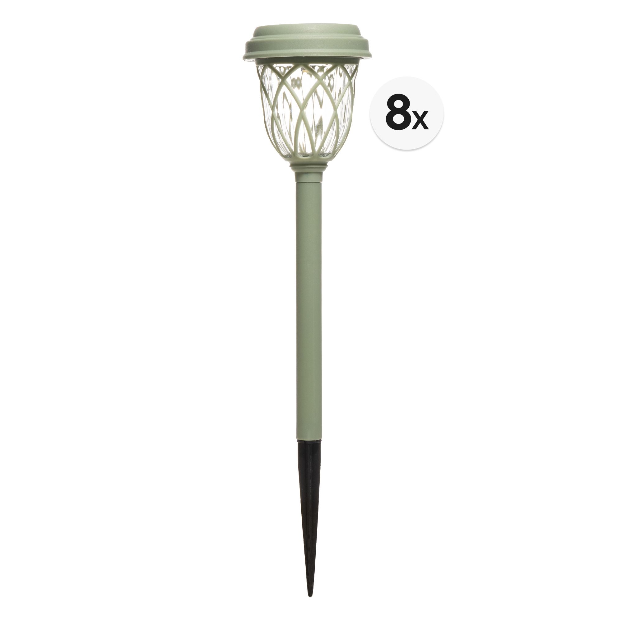 LUMIDA Garden 8 Solar-Gartenstecker weiße & farbige LEDs Glas-Leuchtkörper Höhe 42cm