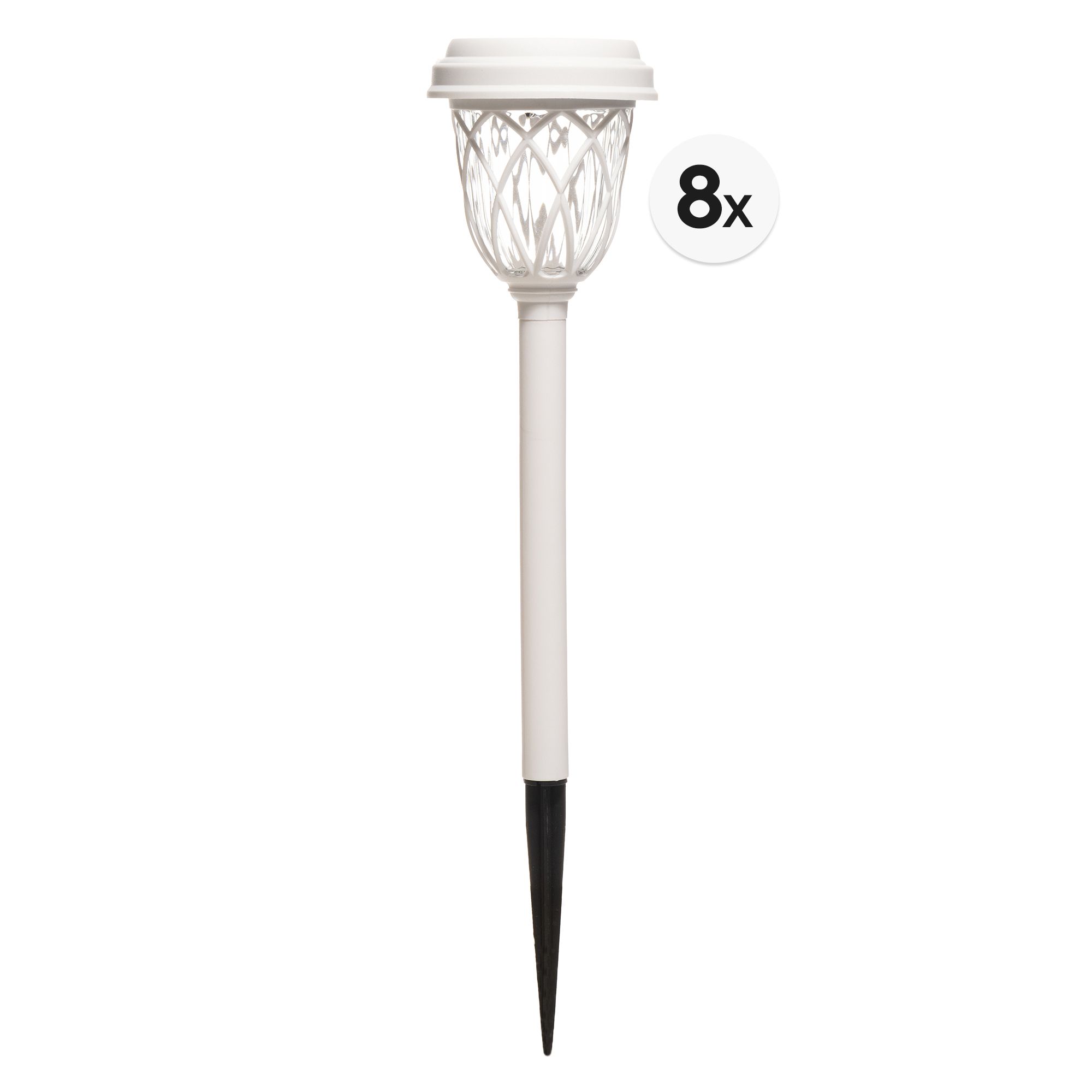 LUMIDA Garden 8 Solar-Gartenstecker weiße & farbige LEDs Glas-Leuchtkörper Höhe 42cm