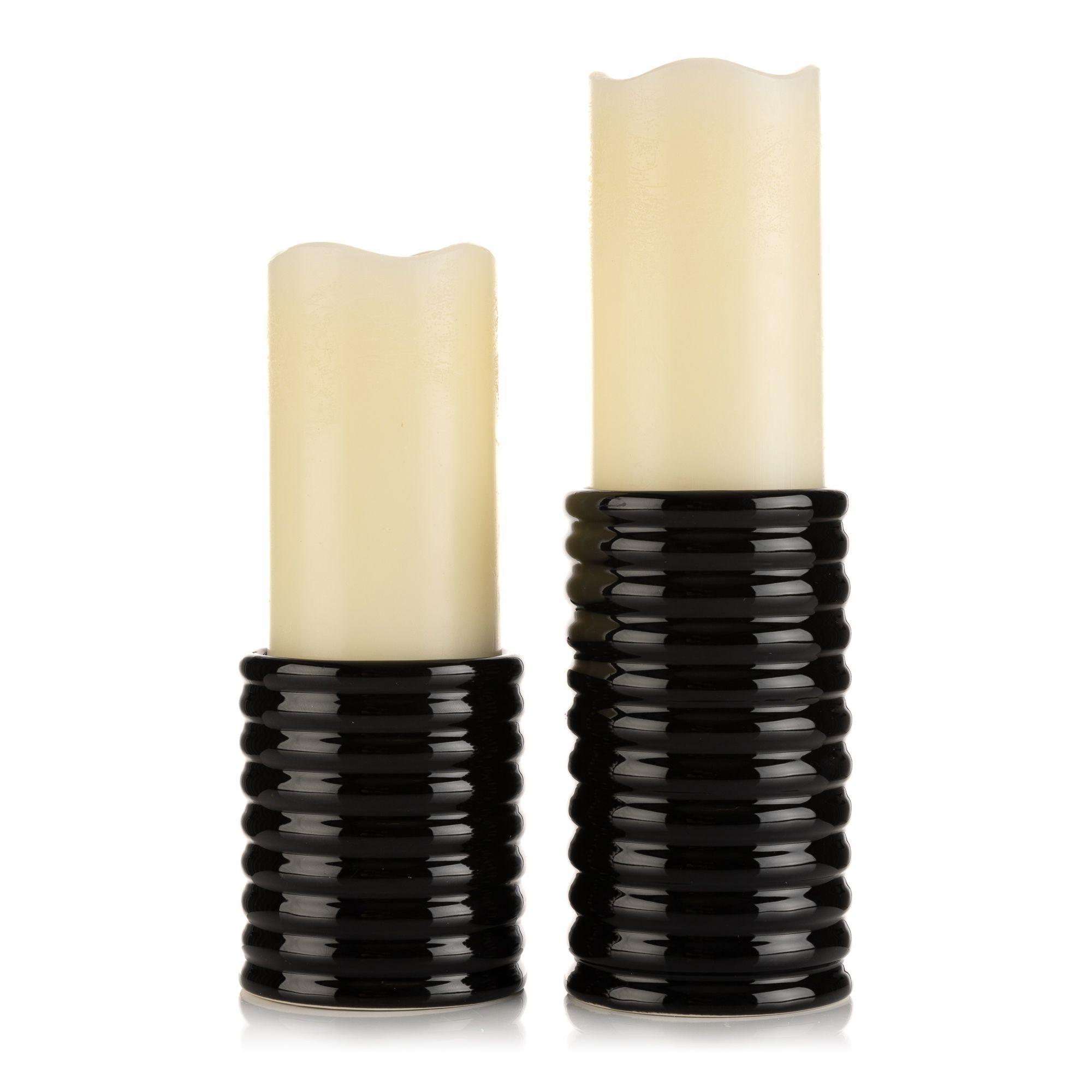 ELAMBIA 2 LED-Kerzen 5h-Timerfunktion inkl. Kerzenhalter Höhe 20cm & 25cm