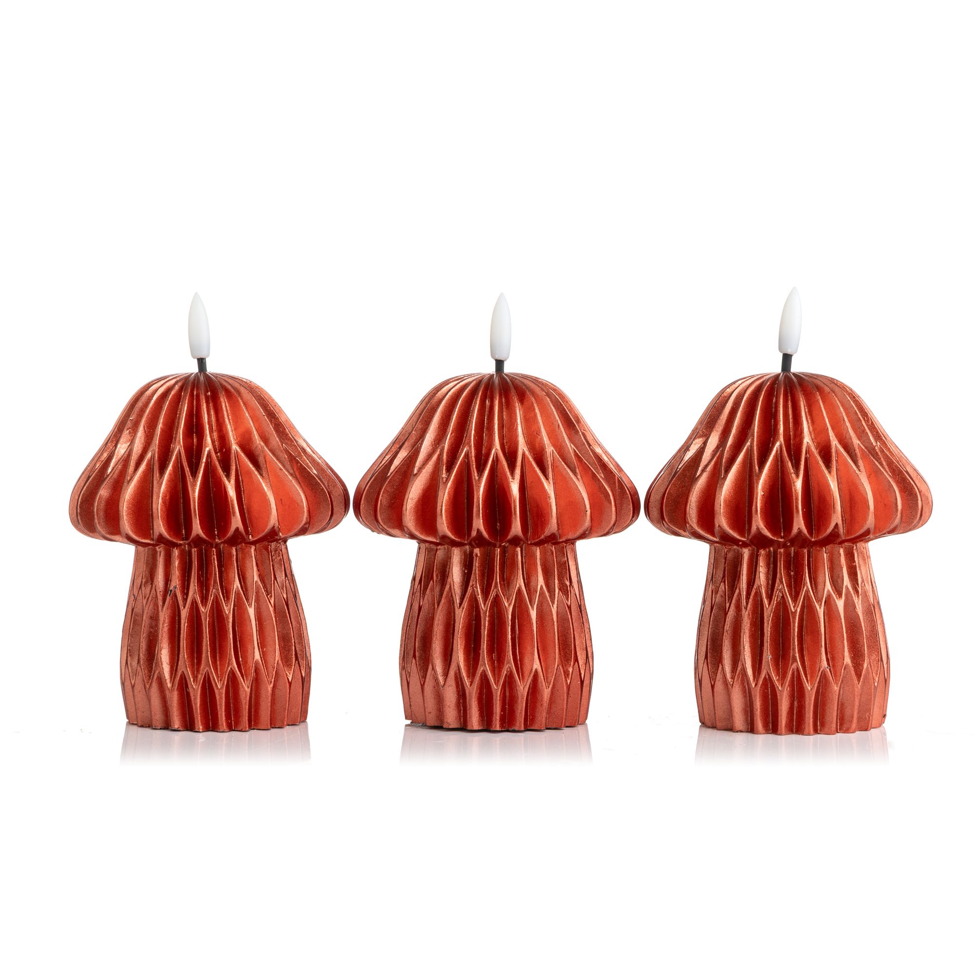 ELAMBIA 3 LED-Figurenkerzen Pilz Design Flamme LUMA, Timer Höhe 12,5cm