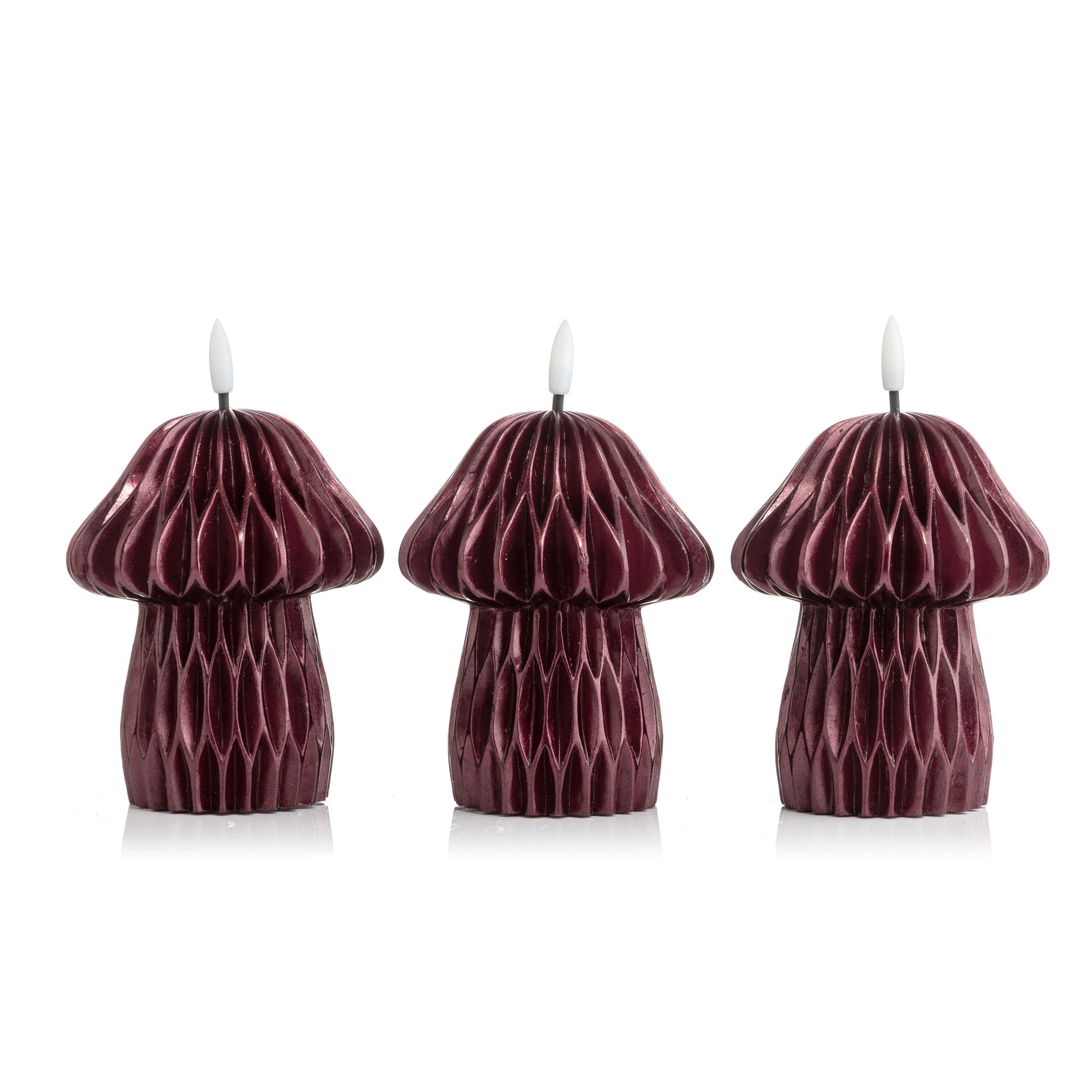 ELAMBIA 3 LED-Figurenkerzen Pilz Design Flamme LUMA, Timer Höhe 12,5cm