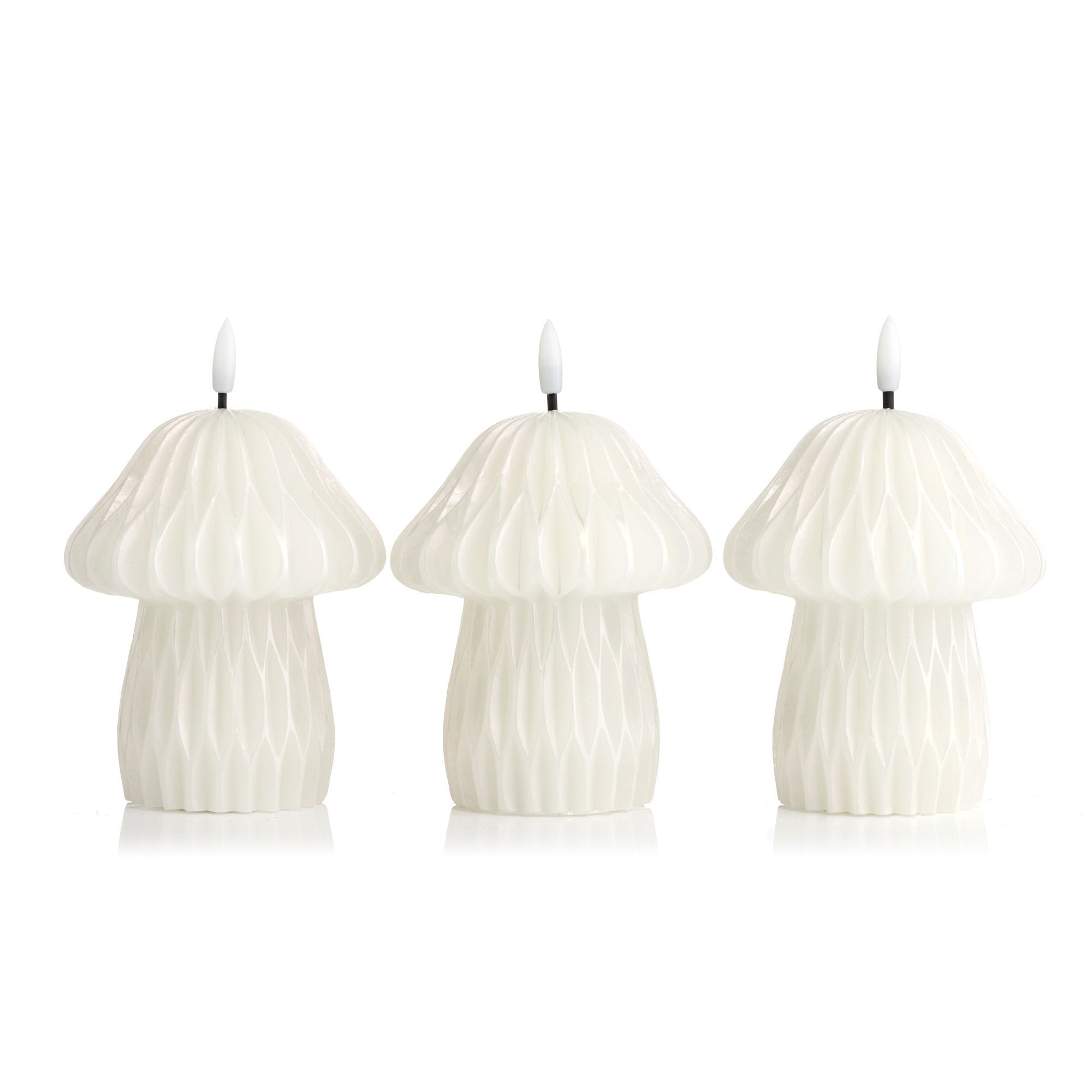 ELAMBIA 3 LED-Figurenkerzen Pilz Design Flamme LUMA, Timer Höhe 12,5cm