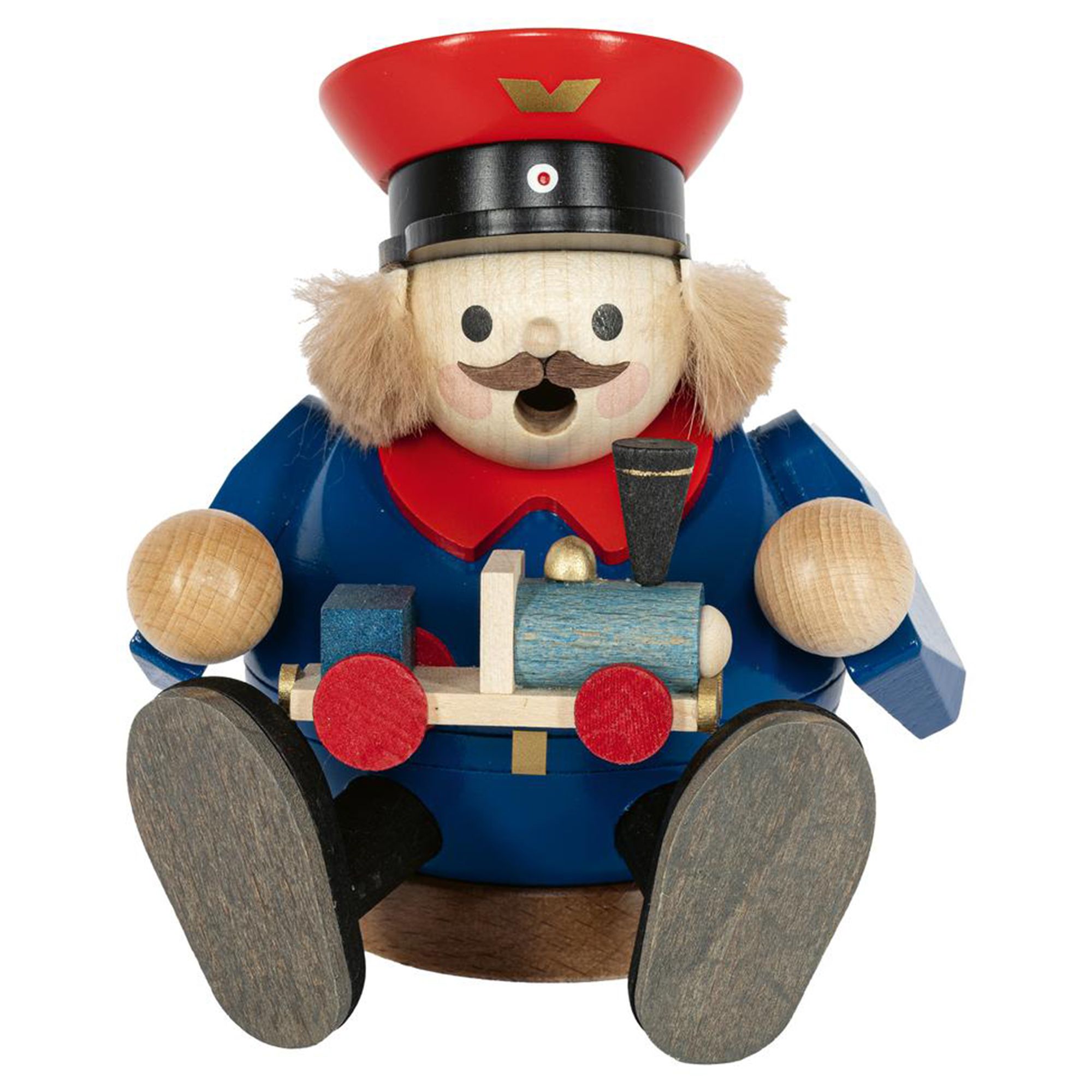 GLÄSSER SEIFFEN Räuchermann Modellbahnfreund inkl. Räucherkerzen Höhe 13cm