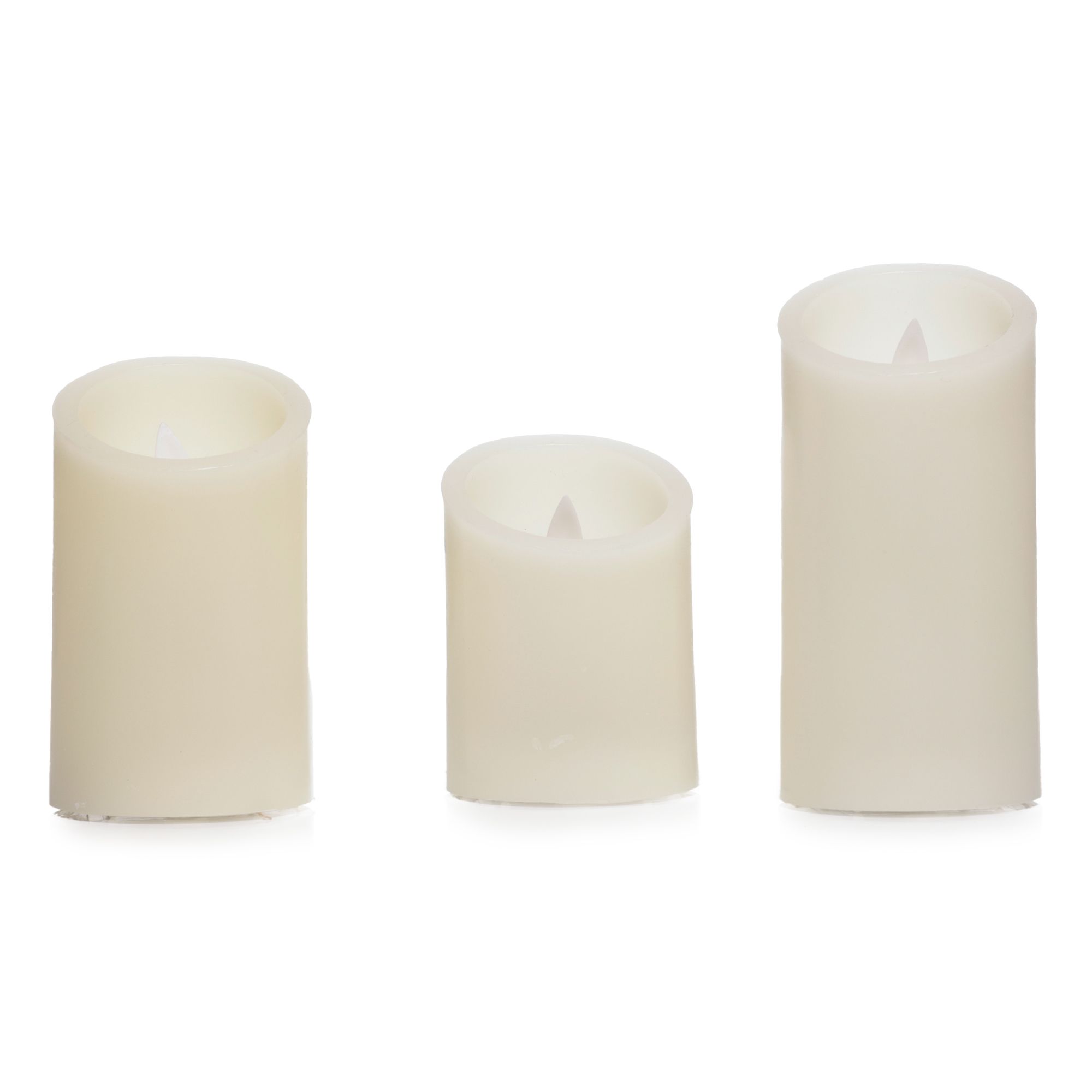 ELAMBIA 3 LED-Kerzen uni, Wackelflamme 5h-Timerfunktion Höhe 10, 12,5 & 15cm