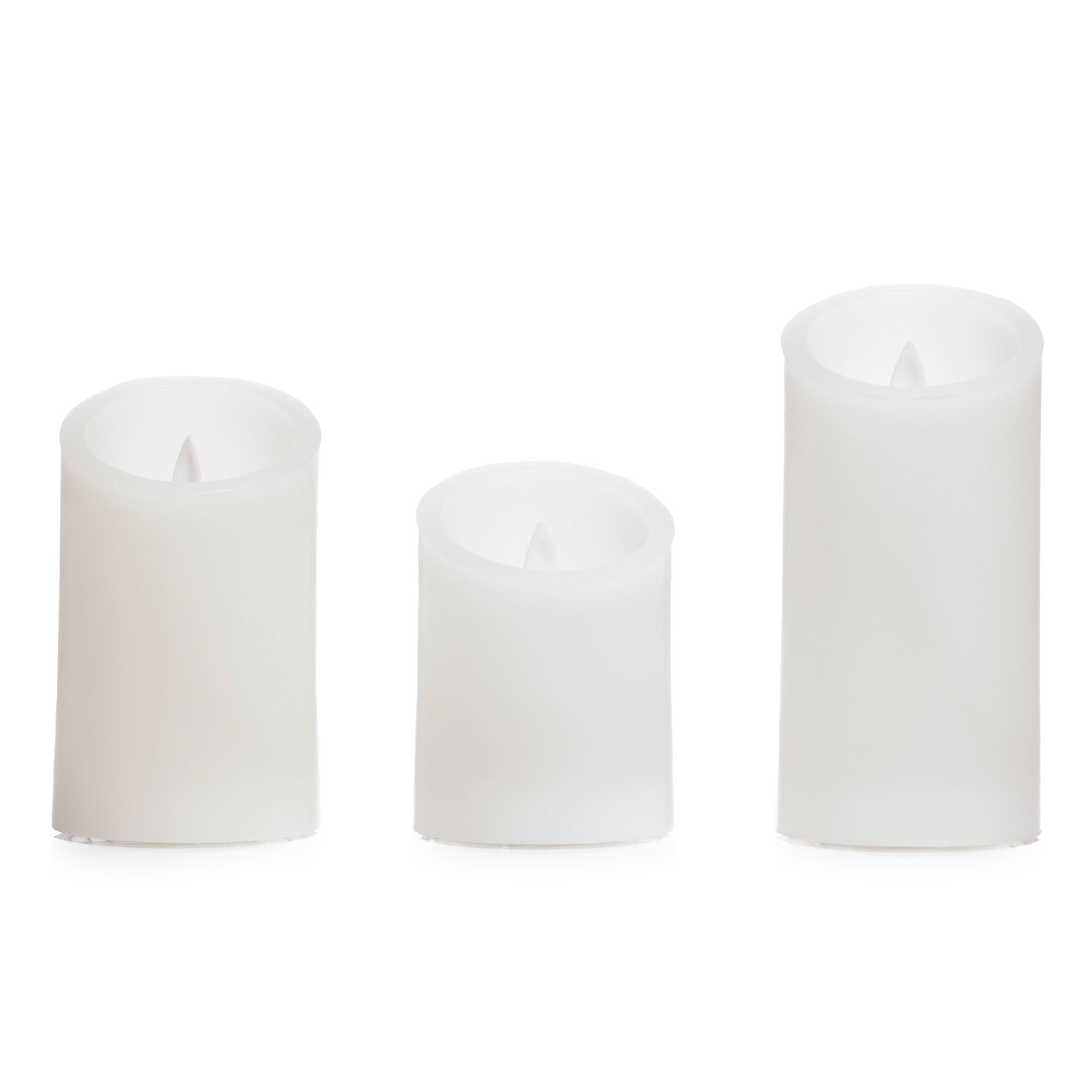 ELAMBIA 3 LED-Kerzen uni, Wackelflamme 5h-Timerfunktion Höhe 10, 12,5 & 15cm