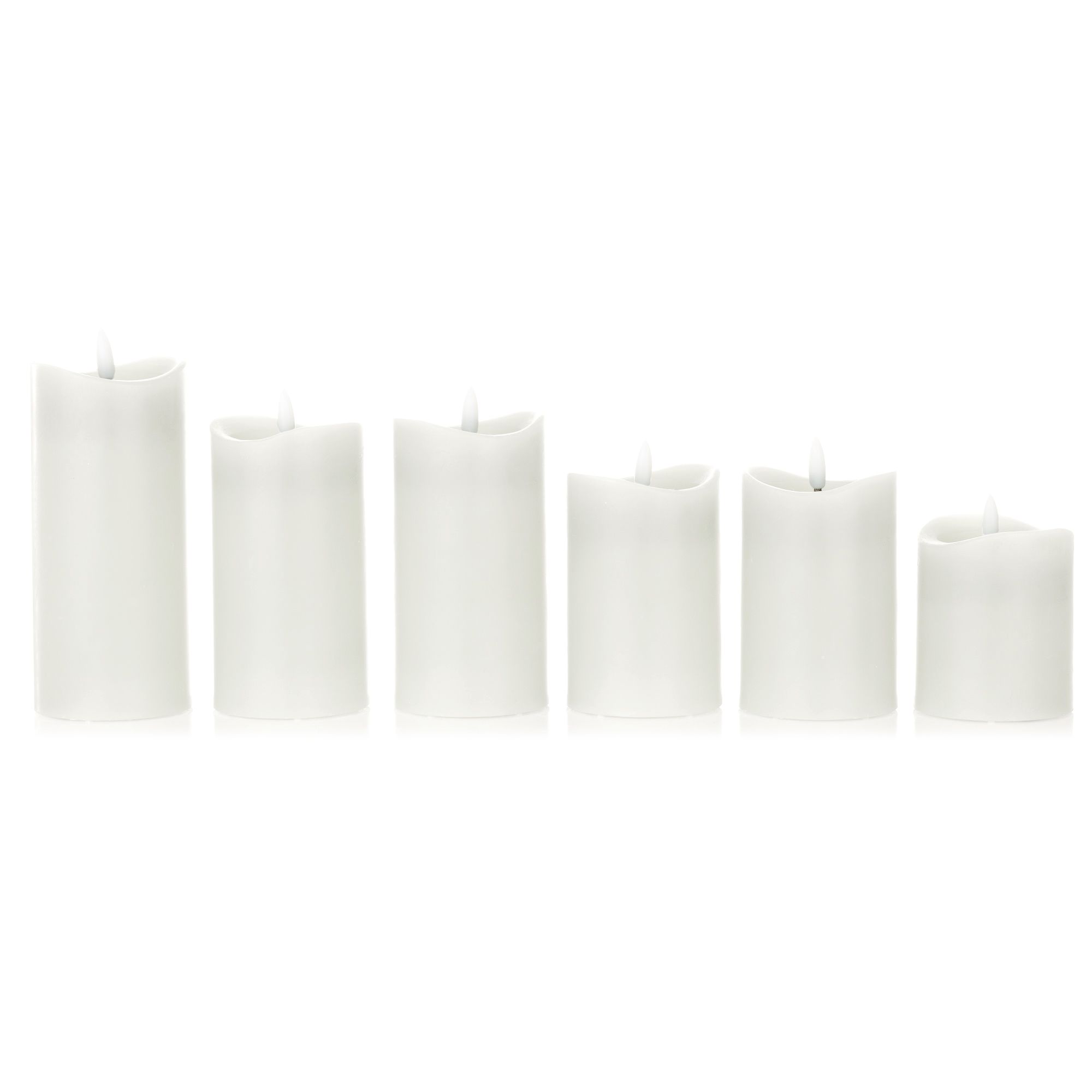 ELAMBIA 6 LED-Kerzen Stumpenkerzen, uni Flamme Luma, Timer Ø 7,5cm, H. 10-17,5cm