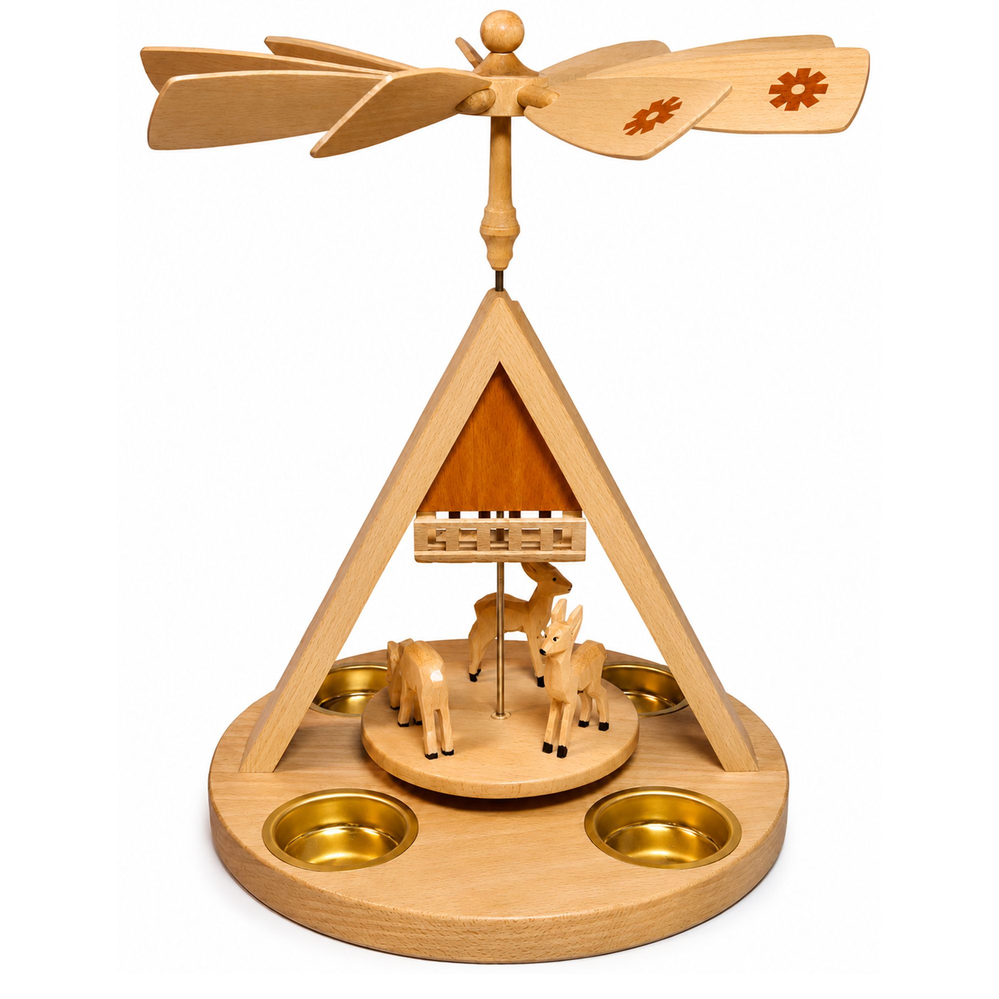 GLÄSSER SEIFFEN Holzpyramide inkl. 4 Teelichte Designauswahl Höhe 27cm