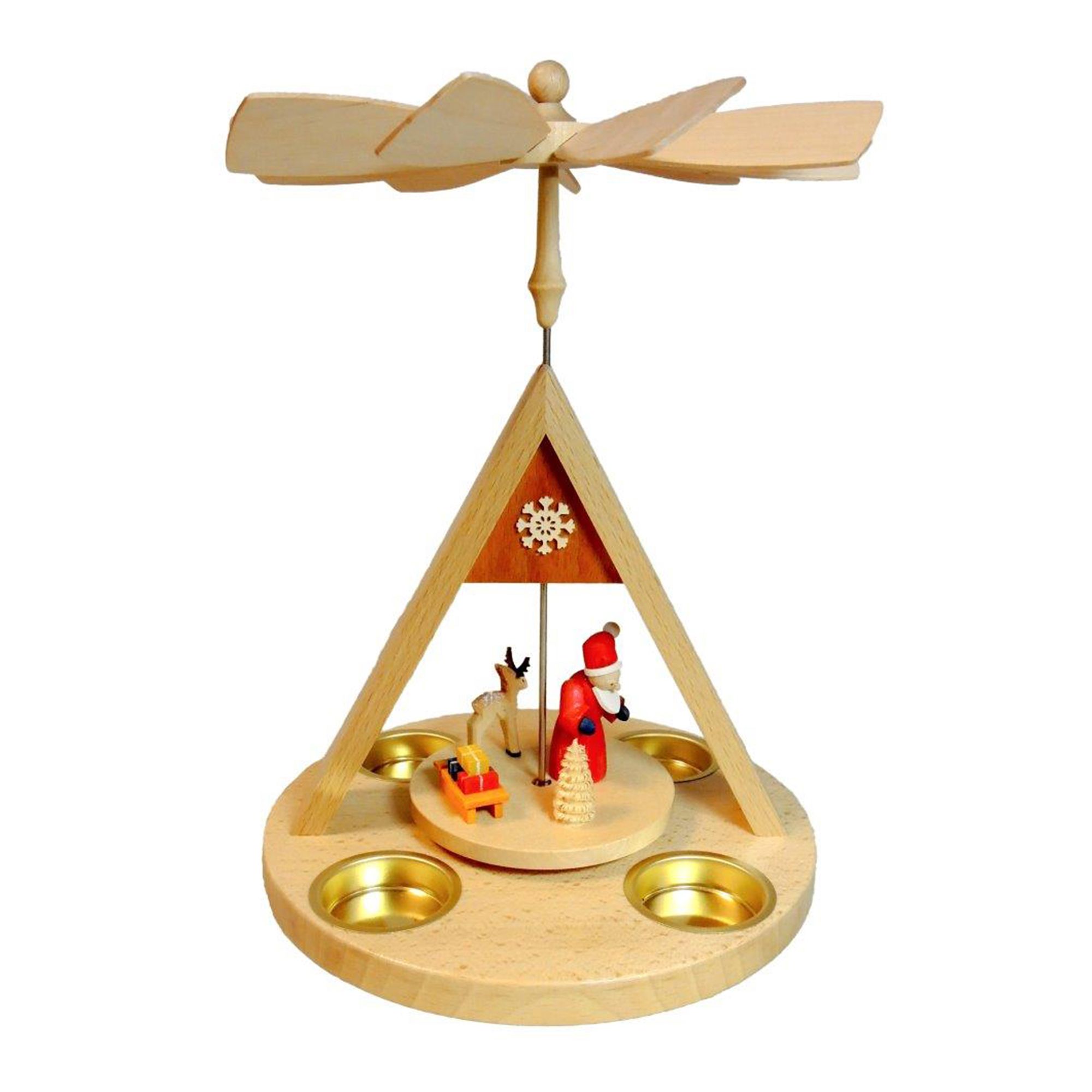 GLÄSSER SEIFFEN Holzpyramide inkl. 4 Teelichte Designauswahl Höhe 27cm