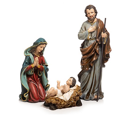 ABELLA Xmas Deko-Krippenfiguren Maria, Joseph & Jesus outdoorgeeignet 3tlg.