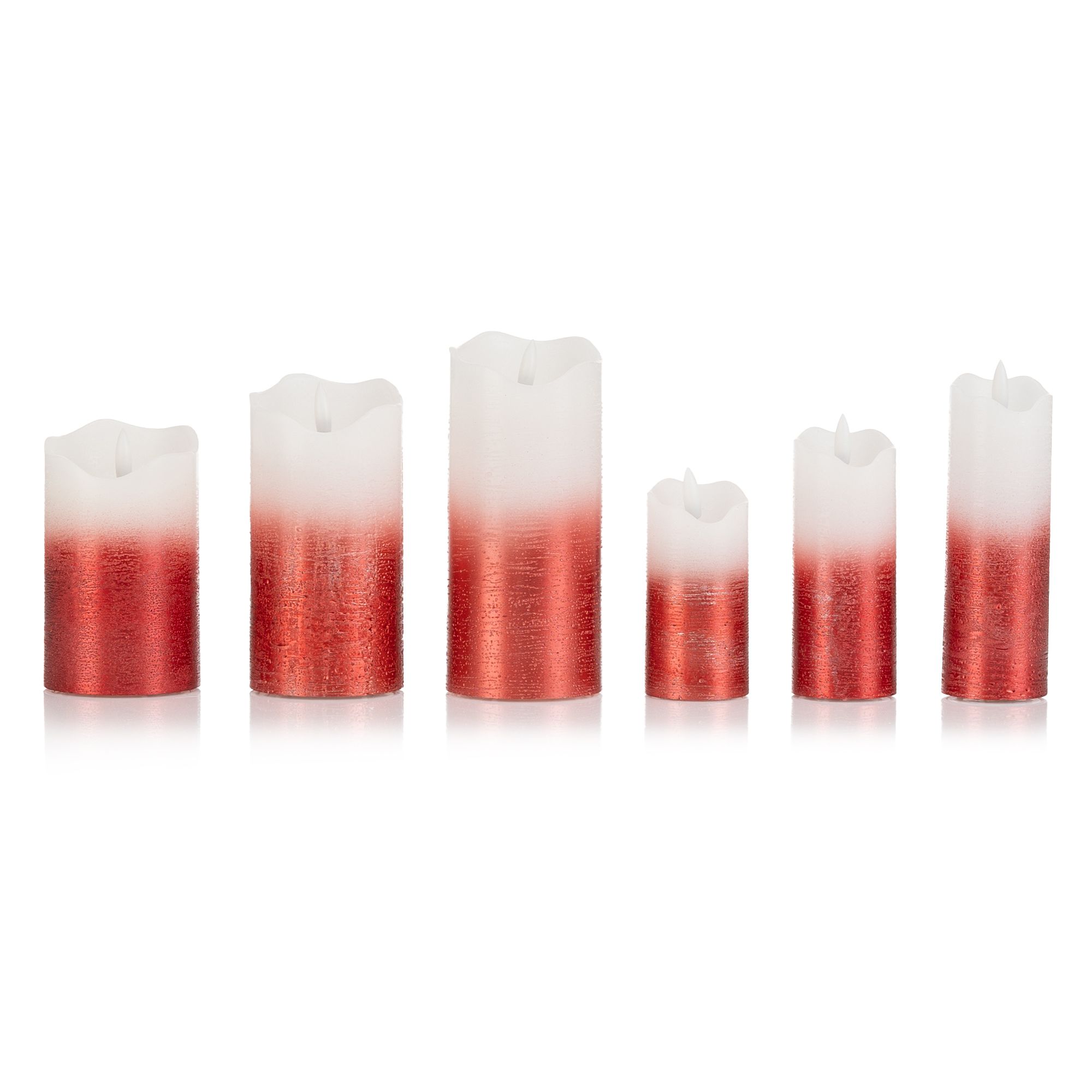 ELAMBIA 6 LED-Kerzen Ombré-Metallic-Design 1.000h Brenndauer Höhe 10cm -17,5cm