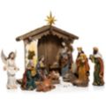 LUMIDA Xmas Weihnachts-Krippe Holz & Polyresin inkl. Beleuchtung 11tlg., 36x16x38cm