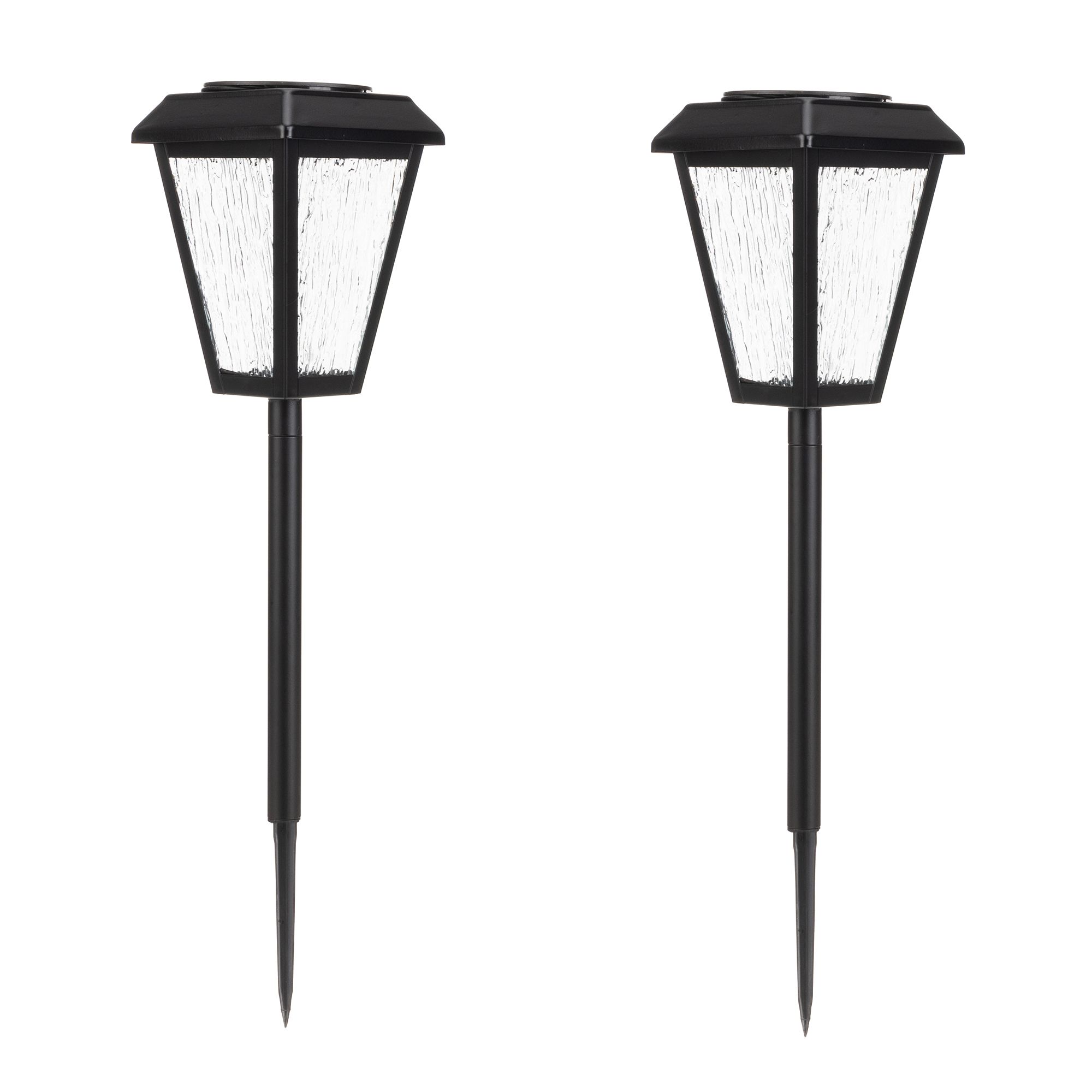 LUMIDA Garden 2 Solar-Leuchten Metall & Glas mit Erdspieß Höhe 45cm