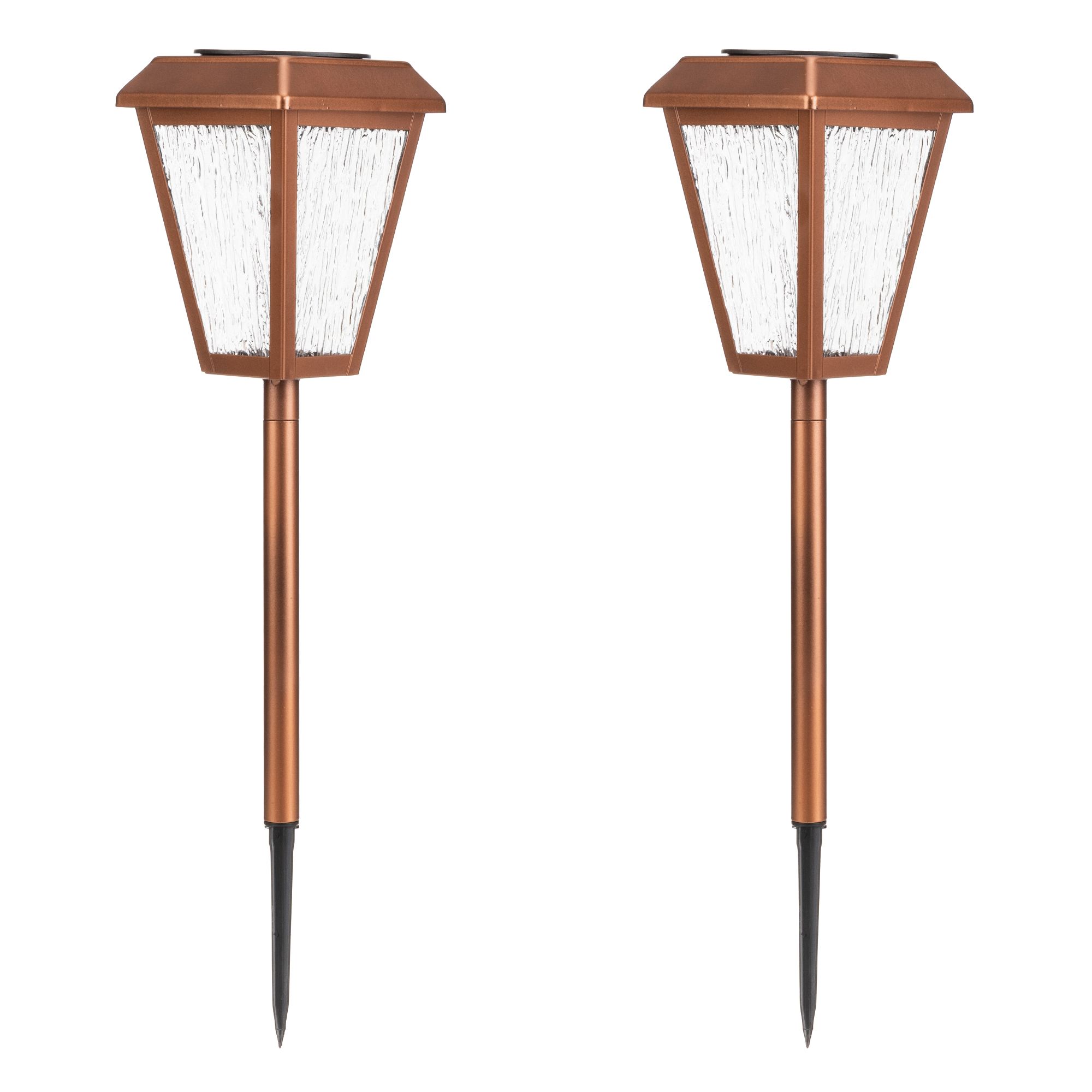 LUMIDA Garden 2 Solar-Leuchten Metall & Glas mit Erdspieß Höhe 45cm