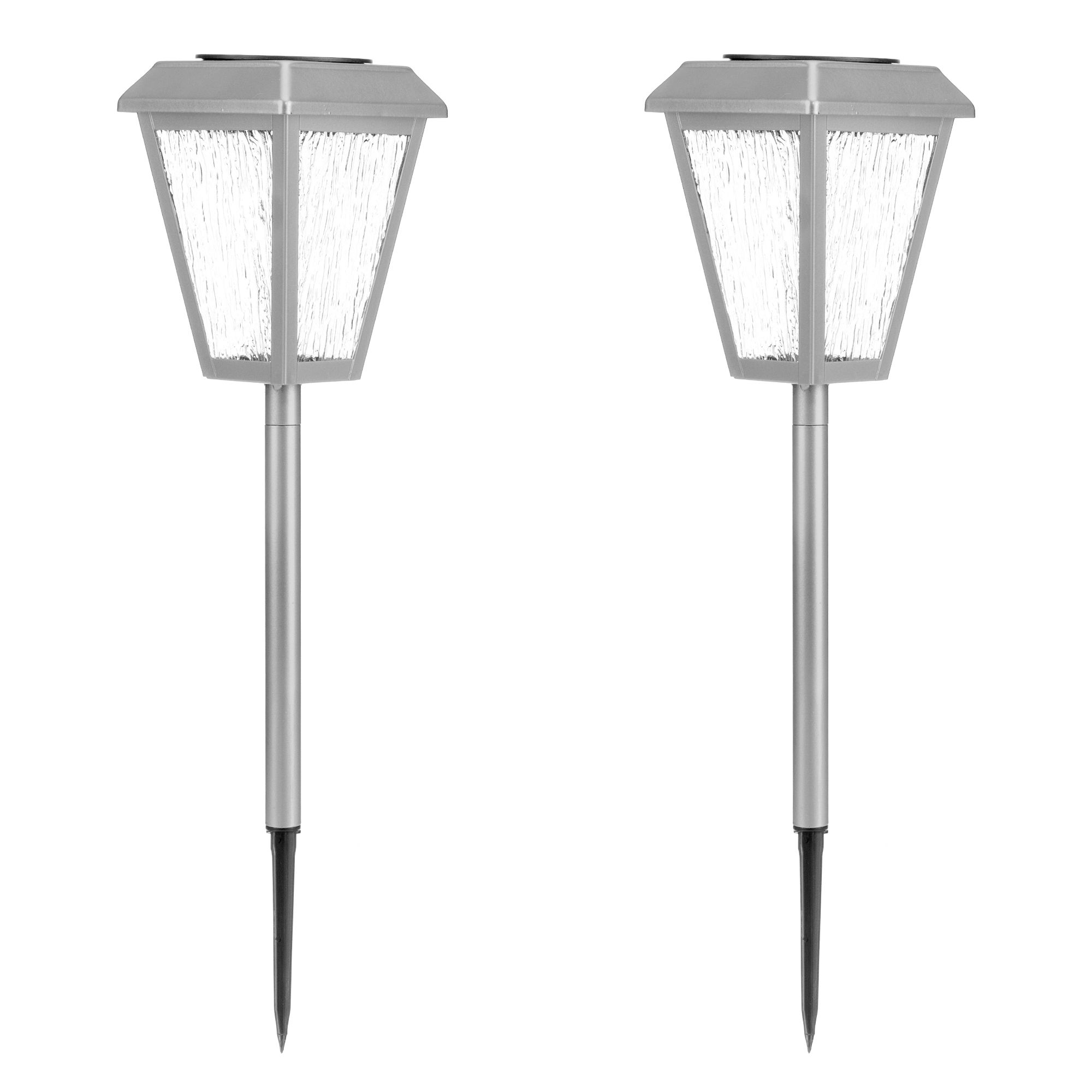 LUMIDA Garden 2 Solar-Leuchten Metall & Glas mit Erdspieß Höhe 45cm