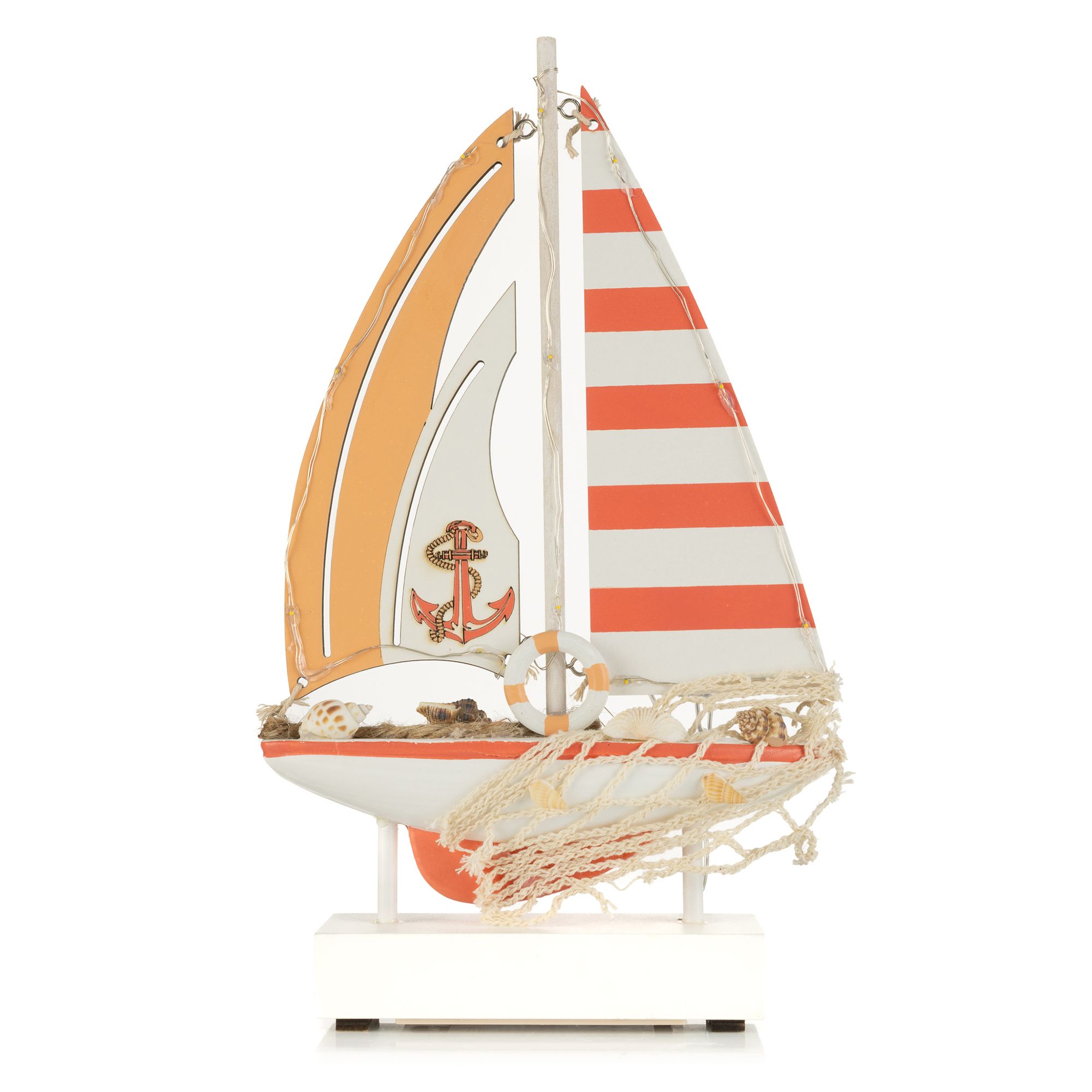 LUMIDA Casa LED-Holzdekoration Segelboot 5h-Timerfunktion