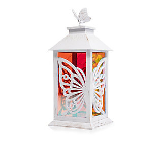 LUMIDA Casa LED-Dekolaterne Schmetterling-Design Timer, Höhe 28cm outdoorgeeignet