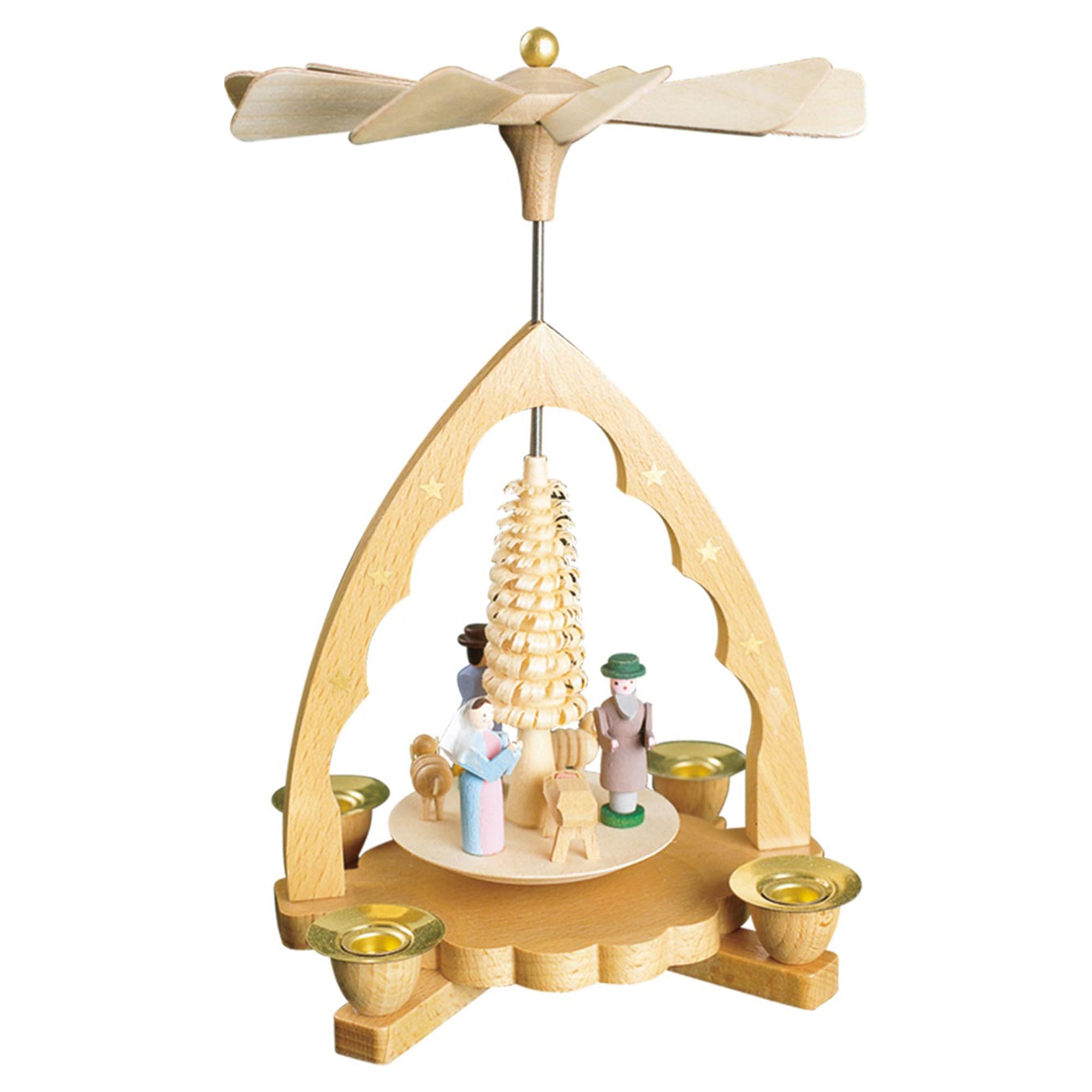 GLÄSSER SEIFFEN Holzpyramide mit Flügelrad Designauswahl Höhe 19cm