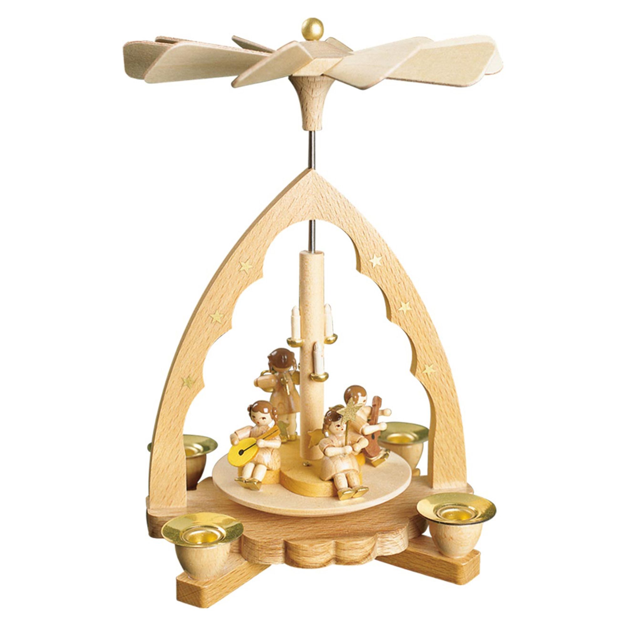GLÄSSER SEIFFEN Holzpyramide mit Flügelrad Designauswahl Höhe 19cm