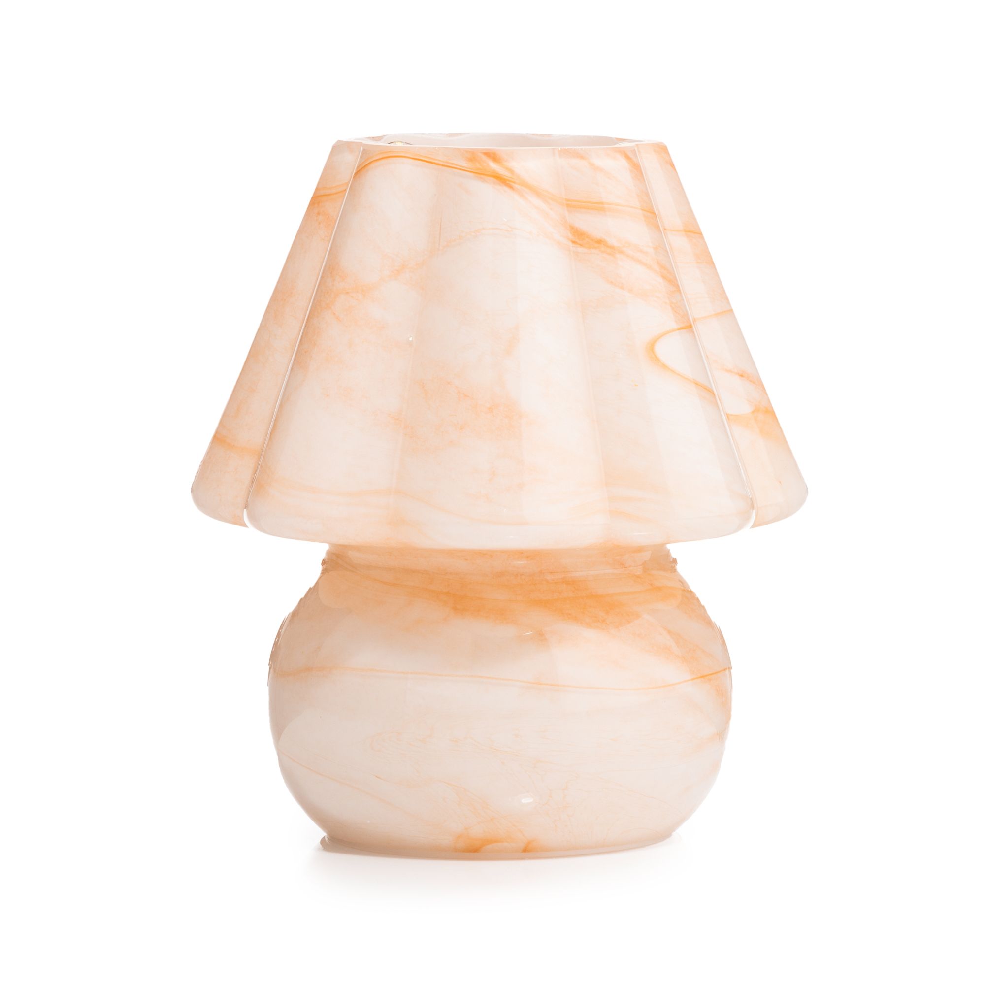 LUMIDA Casa LED-Tischleuchte Glas in Marmor-Optik Blütenform Timer, Höhe 19cm