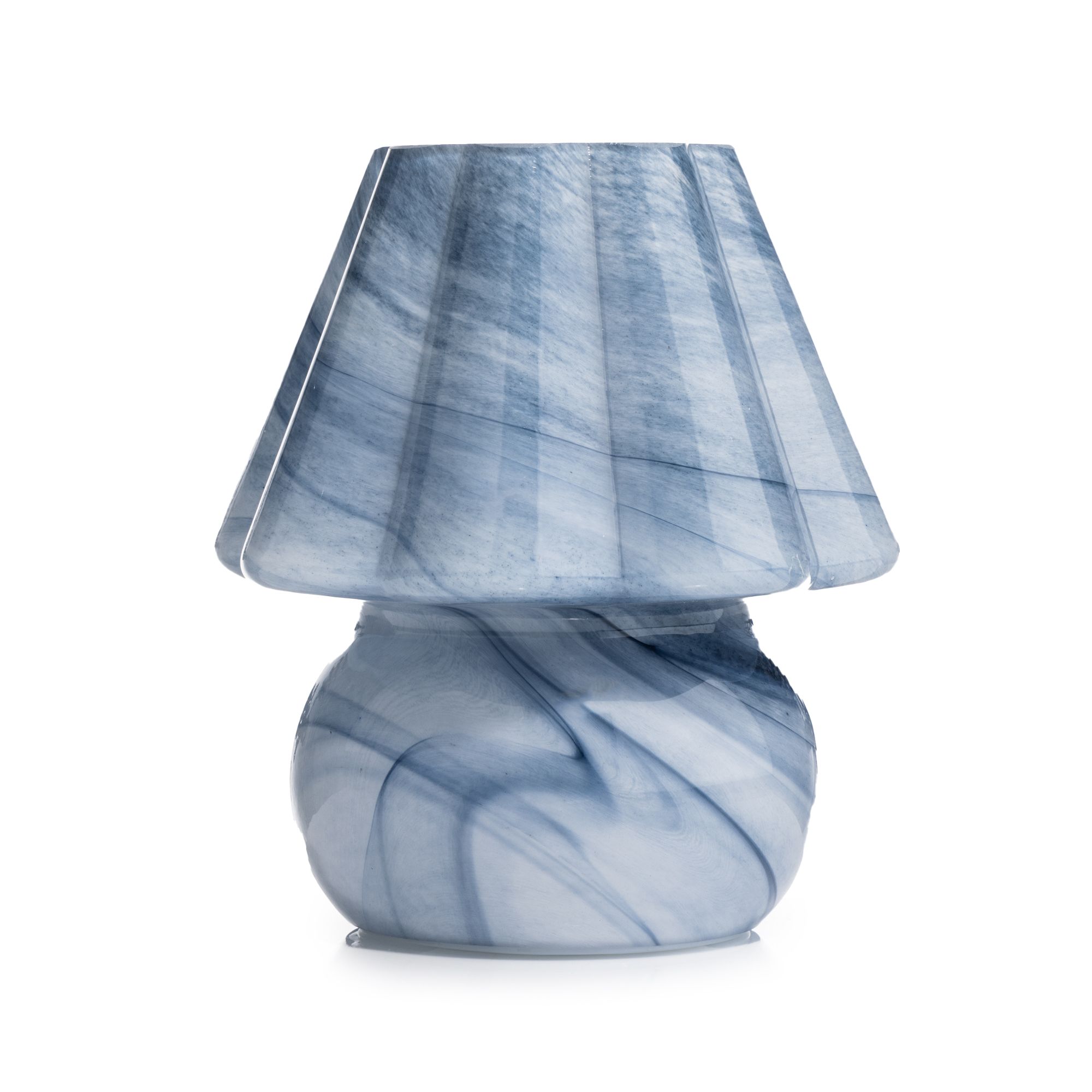 LUMIDA Casa LED-Tischleuchte Glas in Marmor-Optik Blütenform Timer, Höhe 19cm