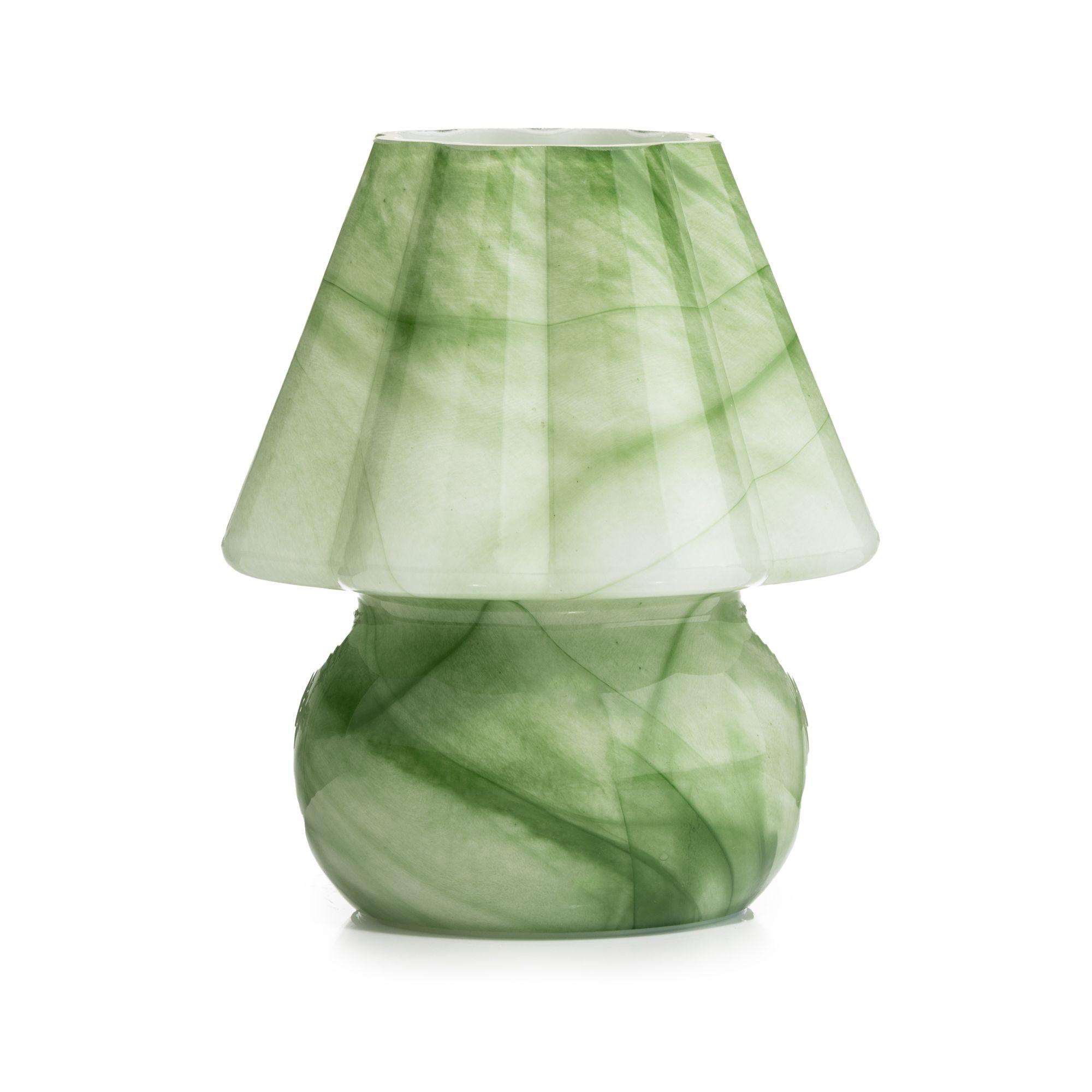 LUMIDA Casa LED-Tischleuchte Glas in Marmor-Optik Blütenform Timer, Höhe 19cm