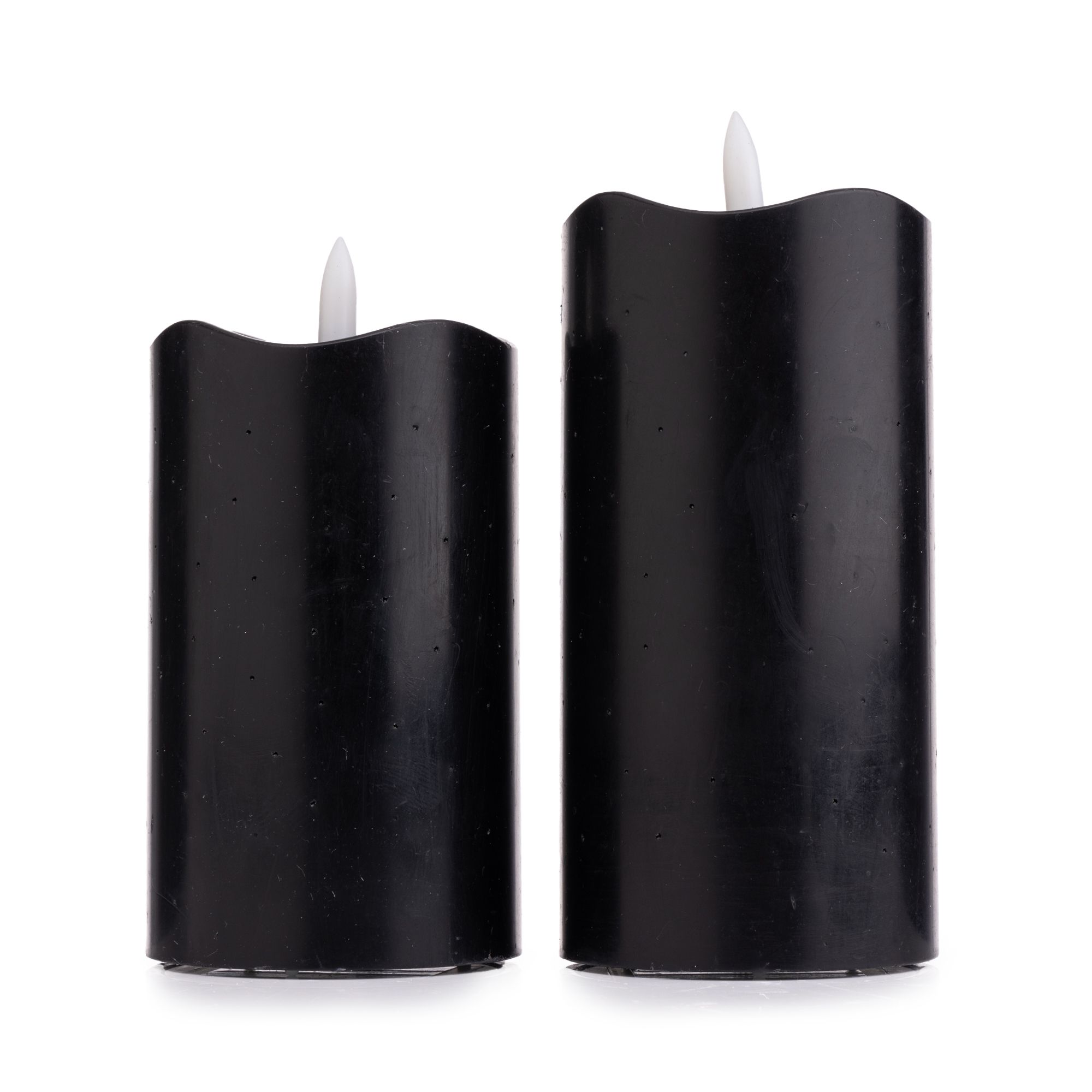 ELAMBIA 2 LED-Kerzen Fiberglas-Effekt Flamme Luma, Timer Höhe 12,5cm & 15cm