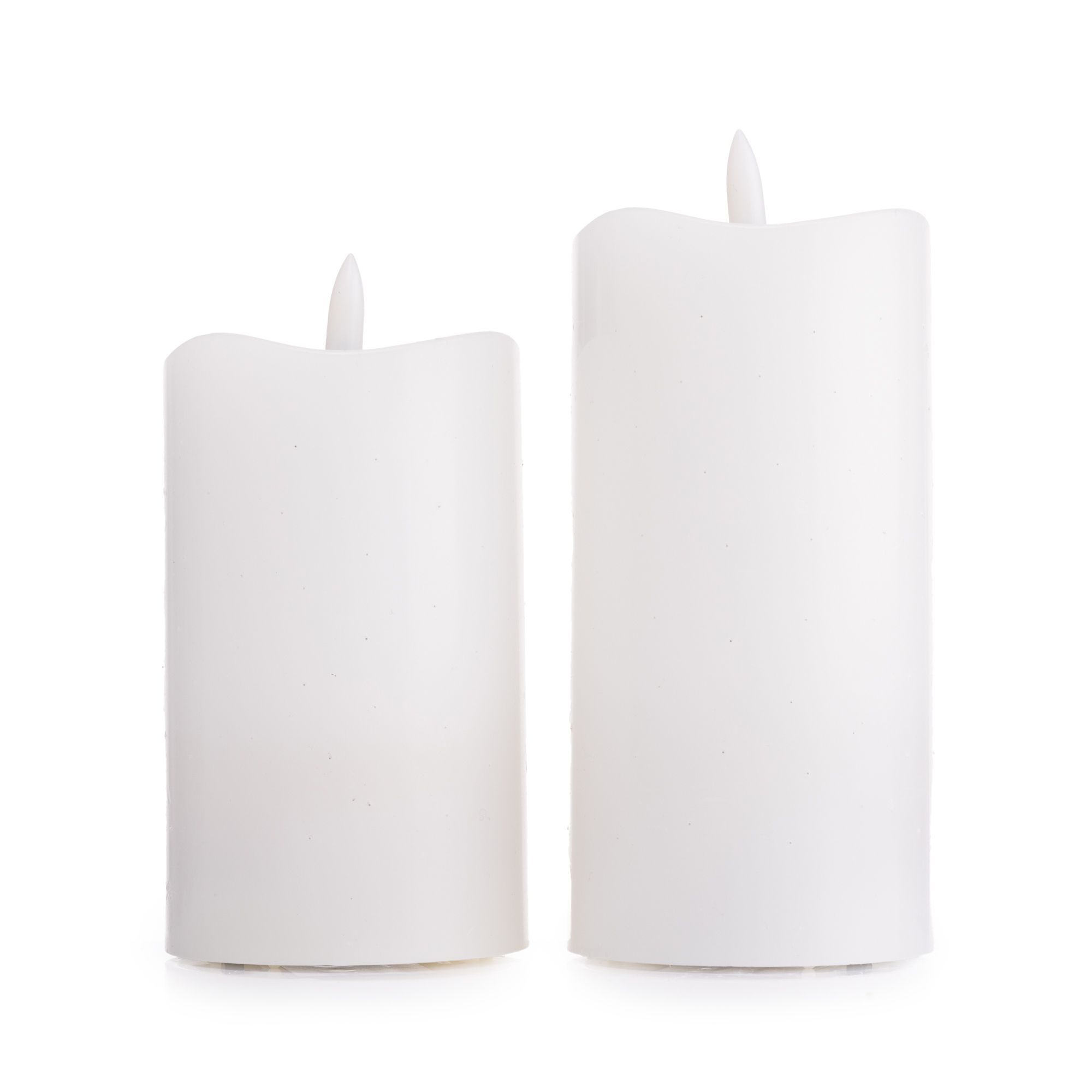 ELAMBIA 2 LED-Kerzen Fiberglas-Effekt Flamme Luma, Timer Höhe 12,5cm & 15cm