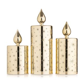 LUMIDA Xmas 3 LED-Glaskerzen Tropfen-Design 6h-Timerfunktion H 18,5, 21,5 & 26,5cm